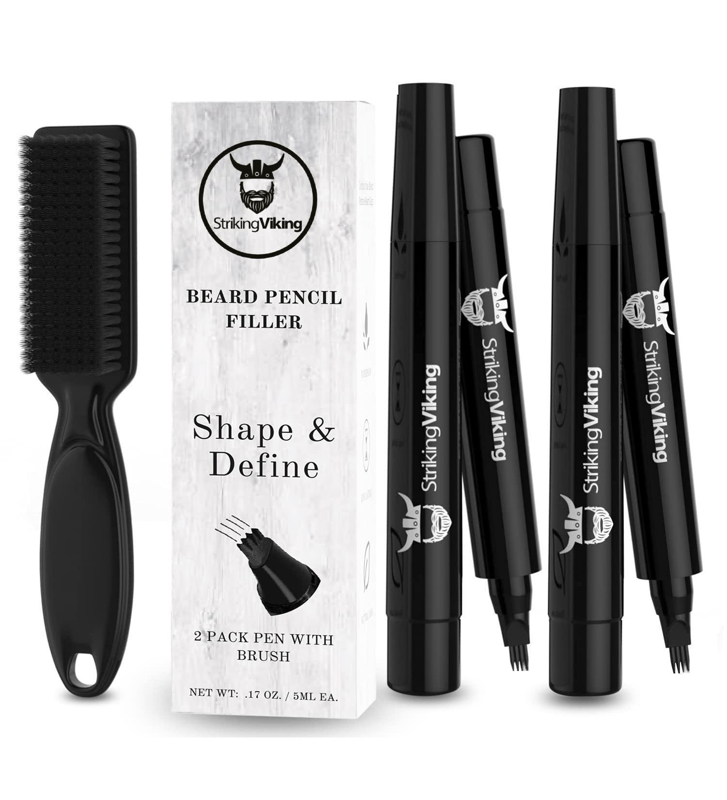 Striking Viking Beard Pencil Filler for Men - 2 Pack Black Waterproof Beard Pen Kit - Fill, Shape & Define Your Beard - Long Lasting Formula - 3 Piece Set - Buy Online on GoSupps.com