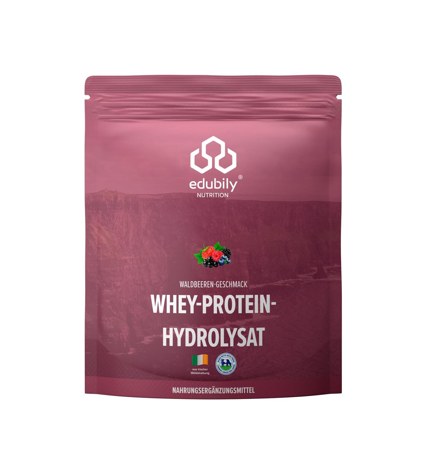 Edubily Nutrition Whey Hydrolysate - Irish Pasture Hydro Whey with Forest Berry Flavor & Stevia | 700g Bag - Best Quality Protein Supplement - Buy Online on GoSupps.com