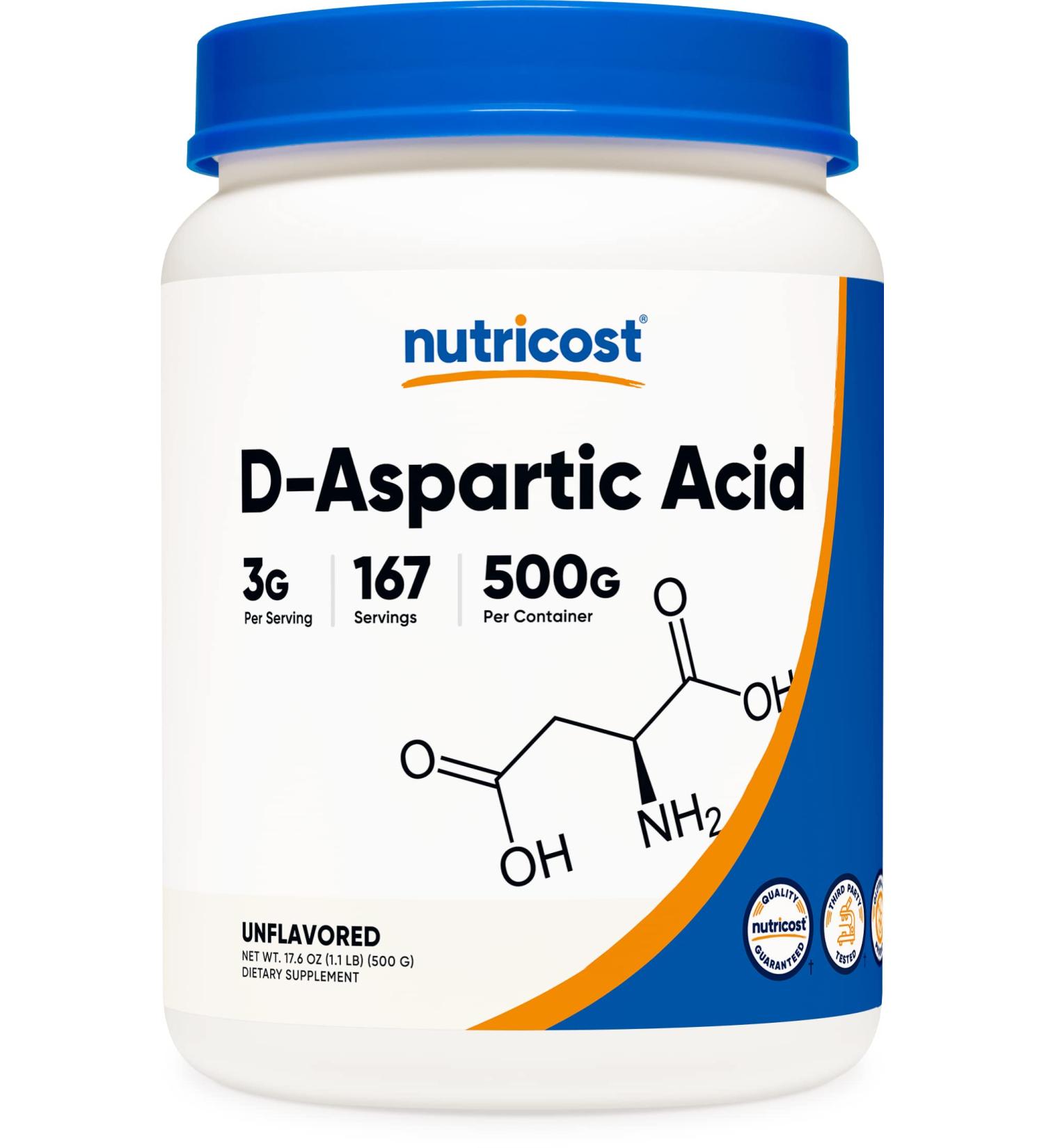 Nutricost D-Aspartic Acid (DAA) Powder 500G - Powerful DAA Supplement - Buy Online on GoSupps.com