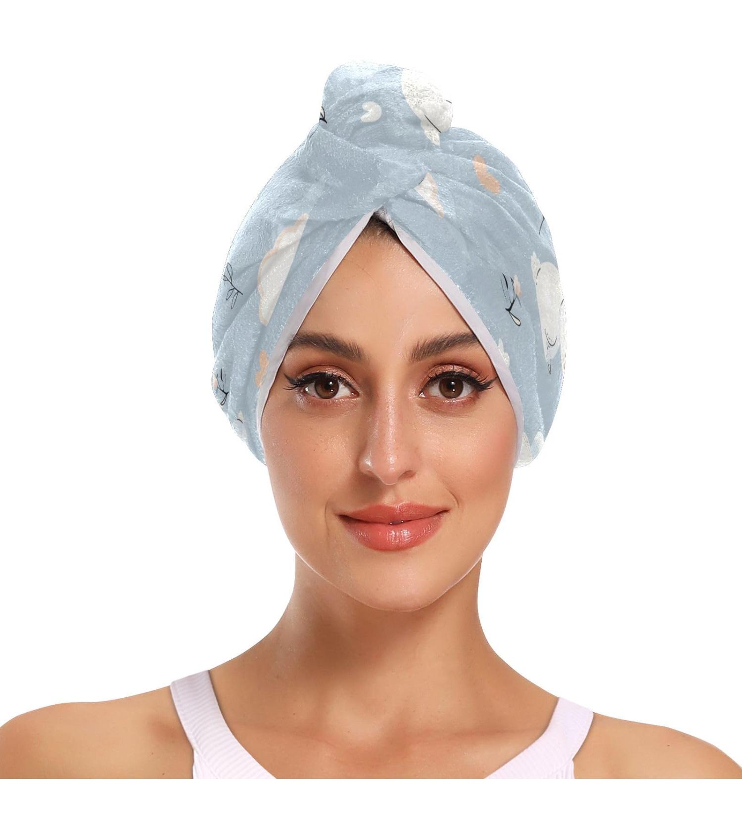 White Bunny Rainbow Flower Hair Towel 2 Pack | Super Absorbent Quick Dry Hair Turbans for Women & Girls - Buy Online on GoSupps.com