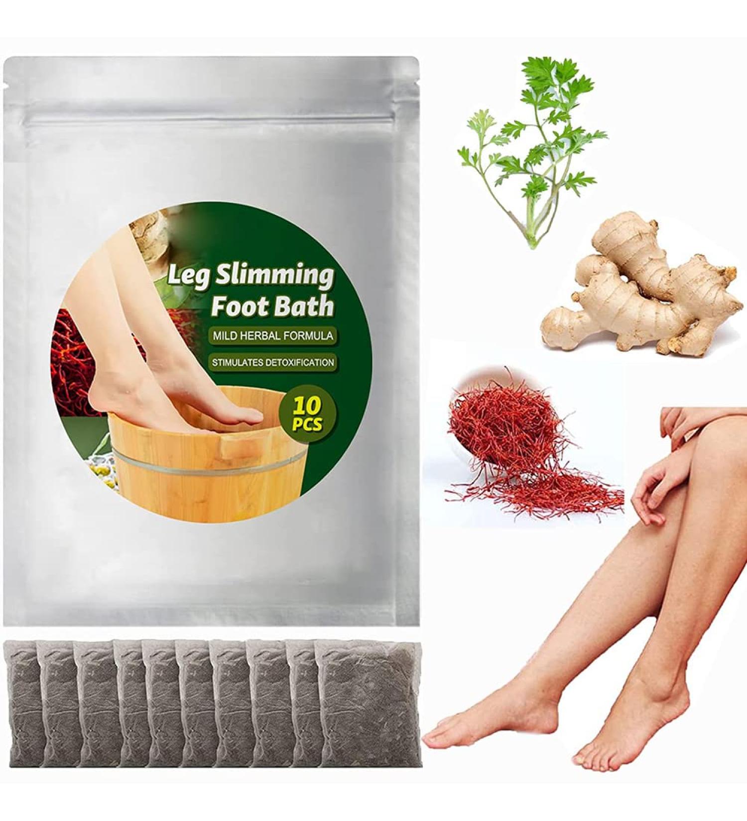 Lymphatic Drainage Ginger Foot Soak - Leg Slimming & Detox Care - Natural Mugwort Herb - Spa Relaxation for Men & Women - 1PACK-10pcs - Buy Online on GoSupps.com