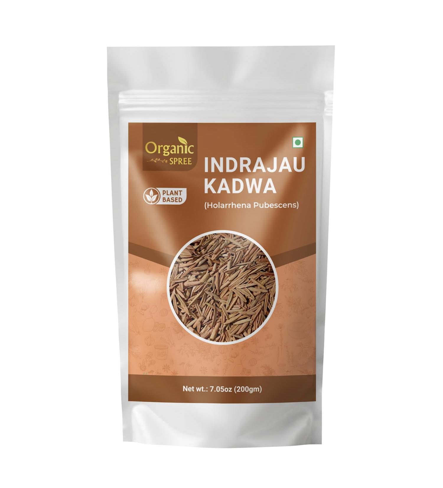 Organic Spree Indrajau Kadwa 200gm (7.05oz) Holarrhena Pubescens Pure and Natural Kutaja - Buy Online on GoSupps.com