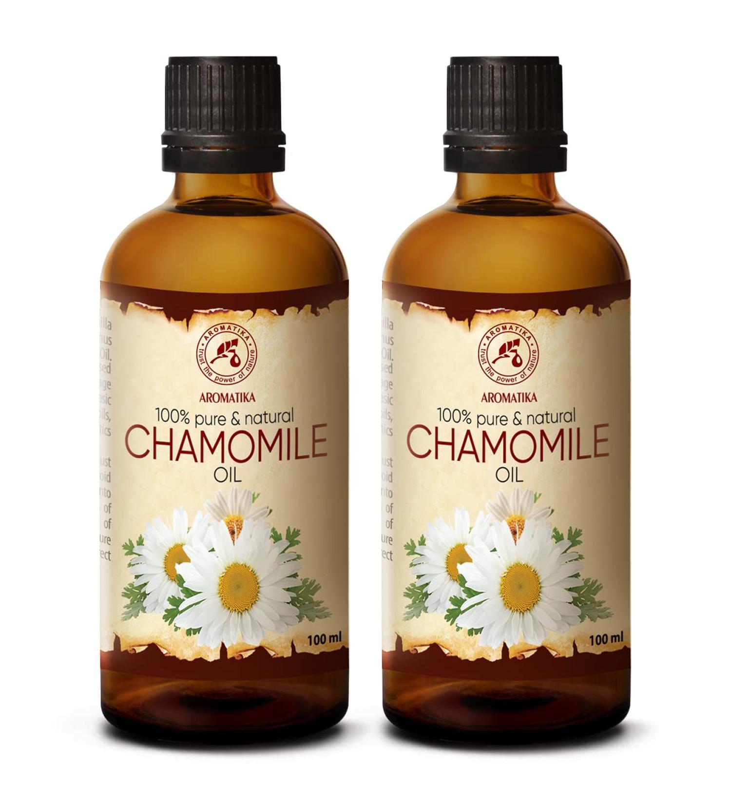 Chamomile Oil 2x100ml - Premium Chamomilla Recutita Extract for Skin Hair & Nail Care - Nourishing Carrier Oil for Beauty & Body Care - Buy Online on GoSupps.com