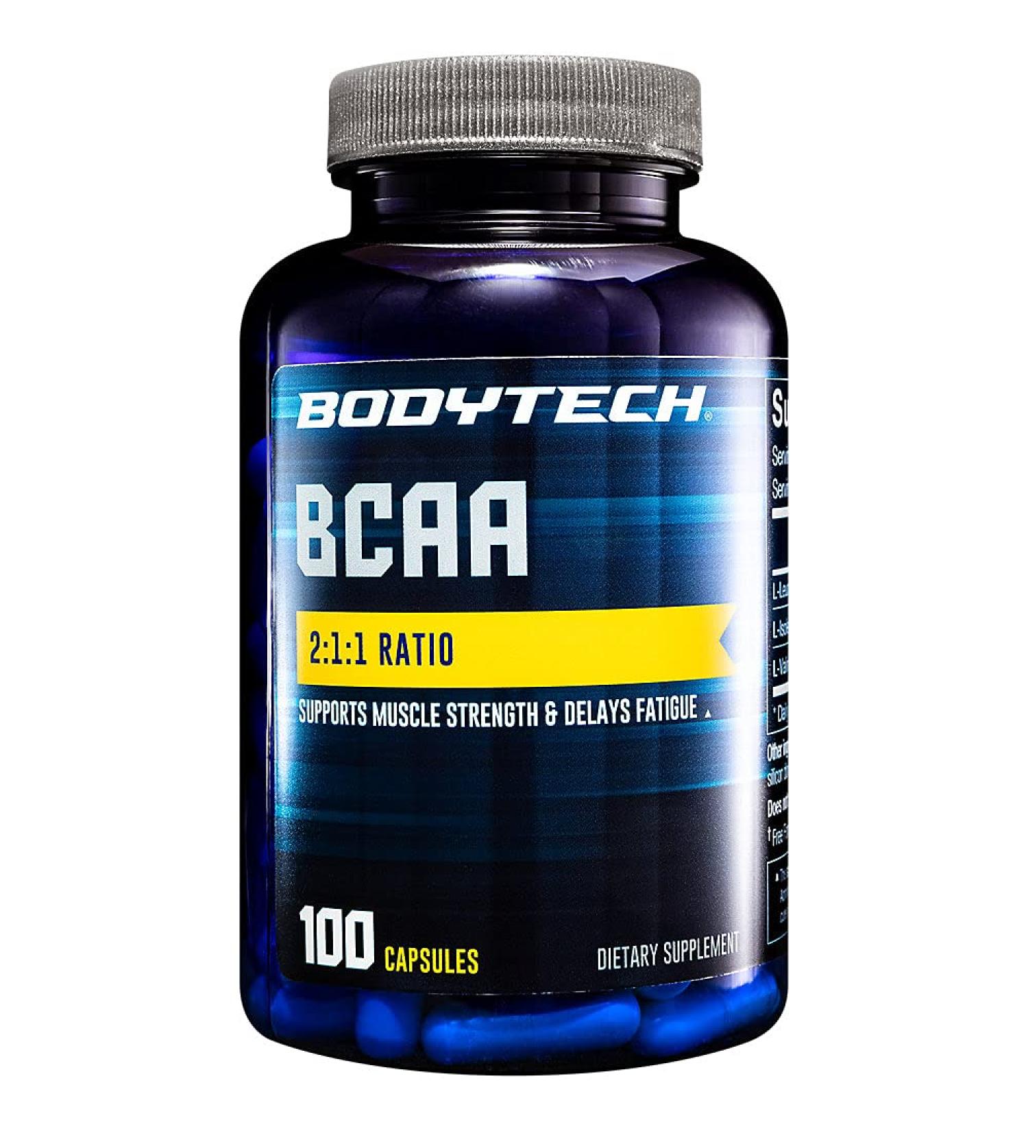 BodyTech BCAA 2:1:1 Ratio - 100 Capsules for Muscle Recovery & Performance | International Shipping Available - Buy Online on GoSupps.com