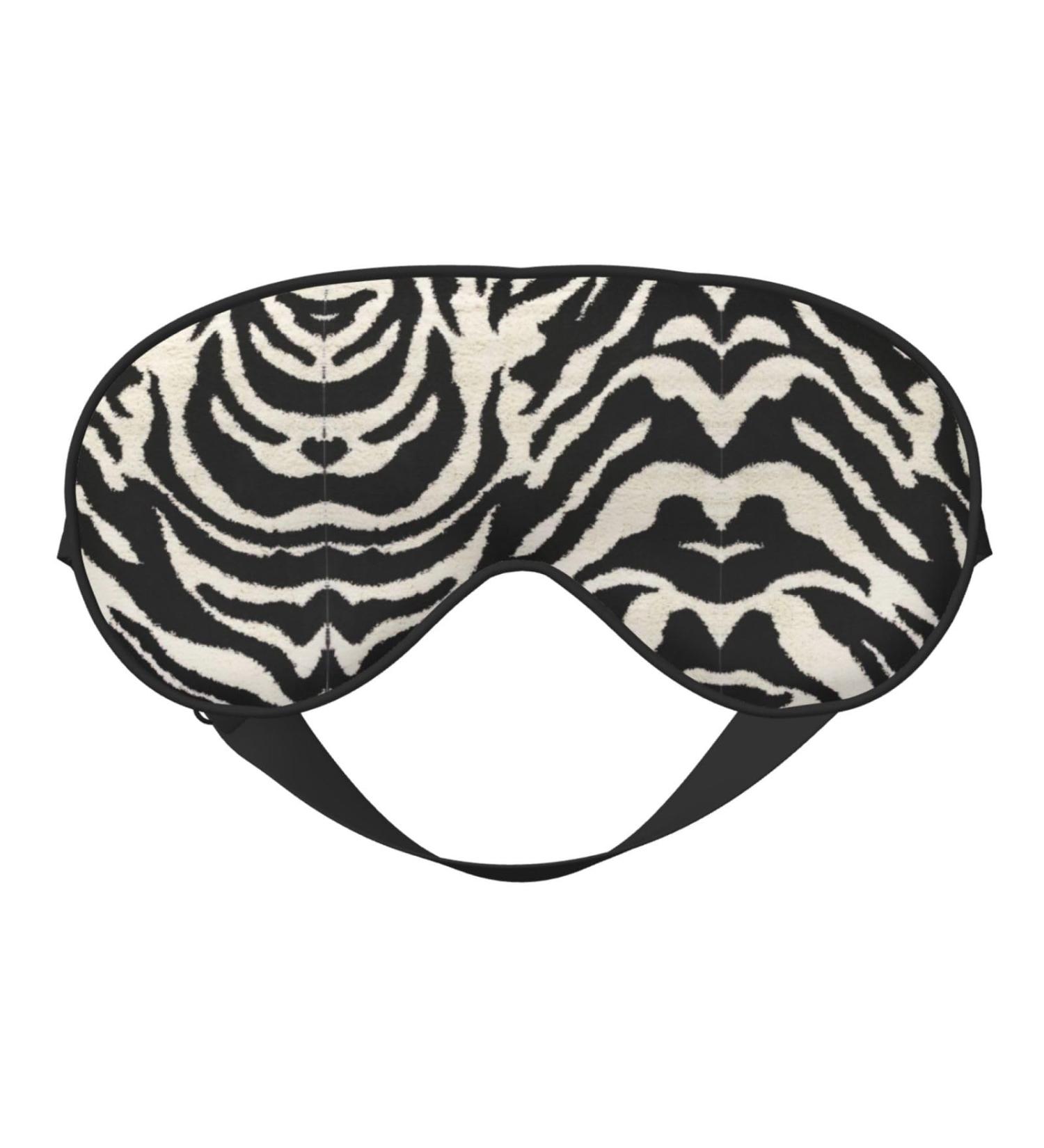 Zebra Animal Print Light Blocking Eye Mask Soft Adjustable Sleep Mask for Travel & Yoga - Black - Buy Online on GoSupps.com