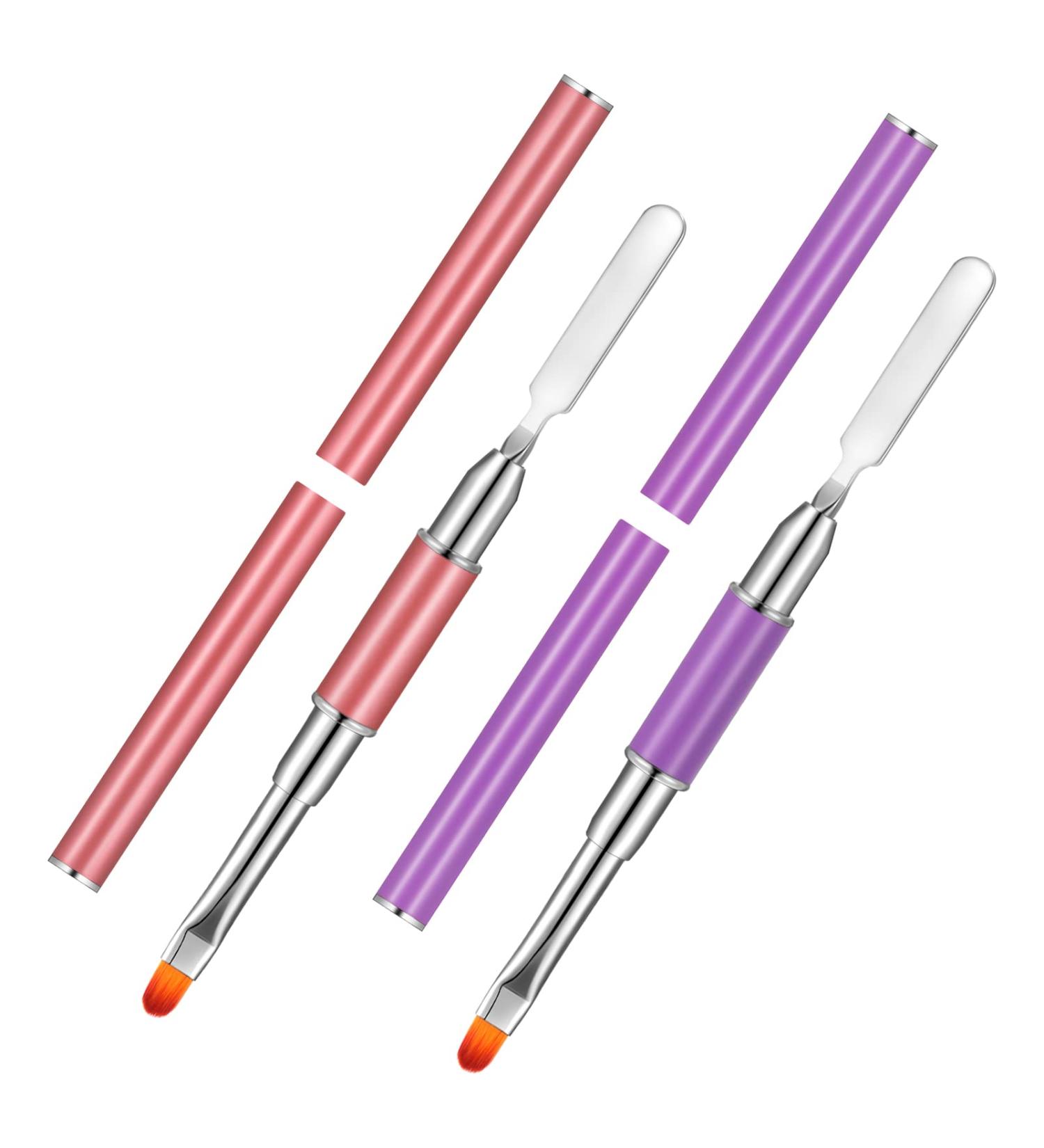 Fingertoys Dual-Ended Polygel Brush - 2-in-1 Nail Design Tool for Acrylic & UV Gel Extensions (Violet & Pink) - Buy Online on GoSupps.com