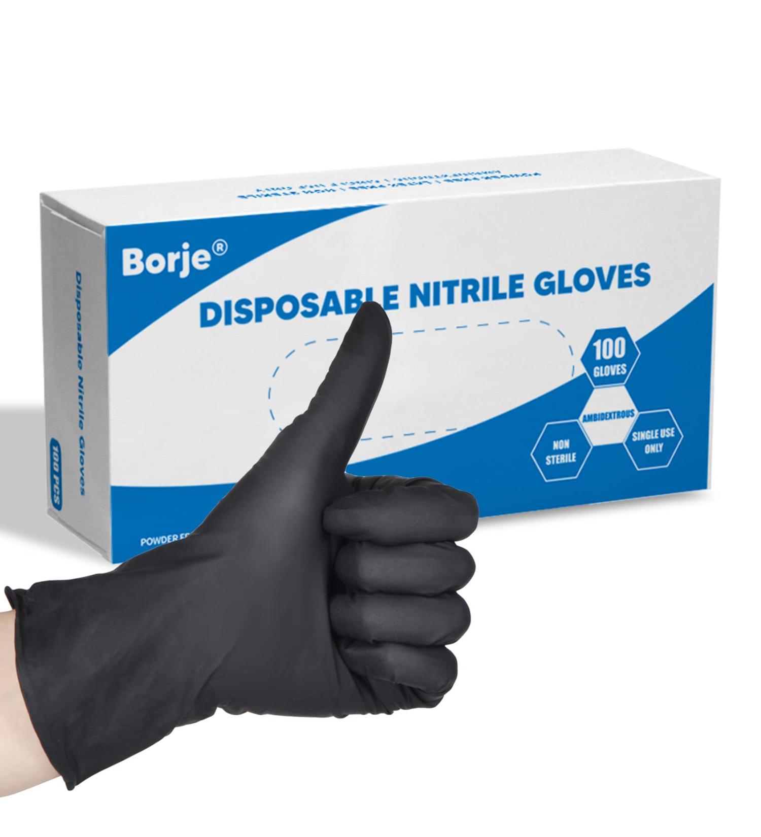 Black Nitrile Gloves 4 Mil, Latex & Powder Free - 100 Pcs Large Cleaning Gloves - Buy Online on GoSupps.com