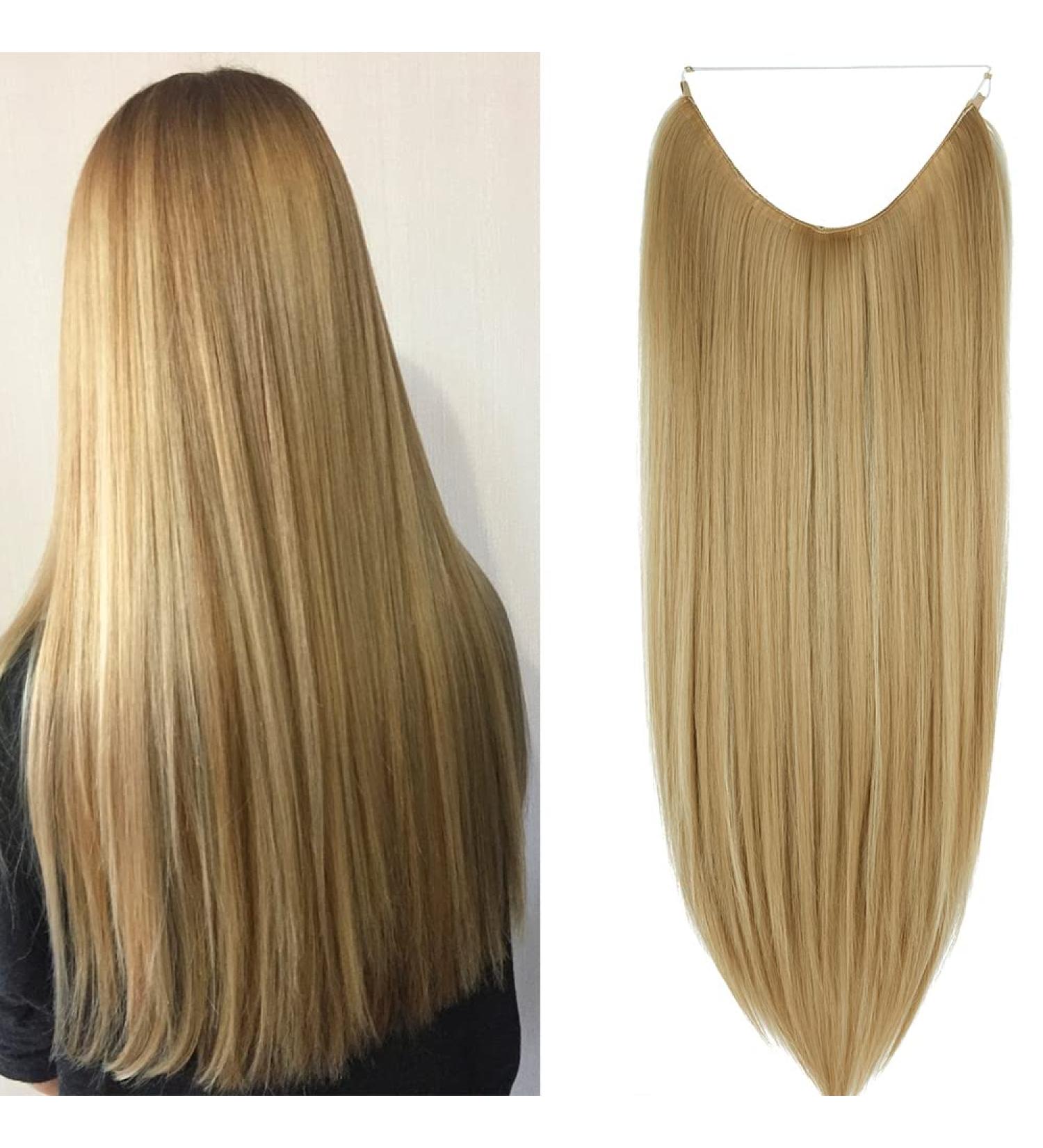Invisible Secret Wire Halo Hair Extension - 22 inch Ash Blonde Mix Bleach Blonde - Buy Online on GoSupps.com