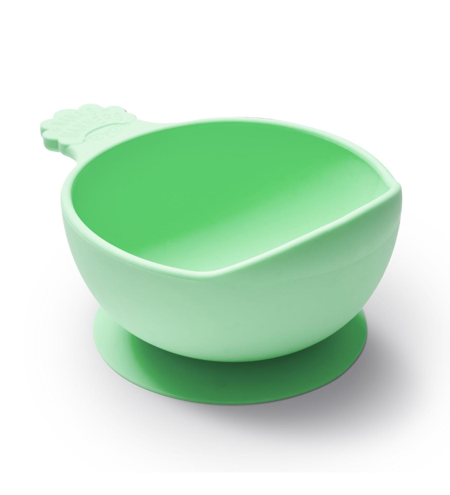 Nana's Manners Green Silicone Suction Bowl for Babies | Stage 1 (4+ Months) | Scoop Lip Handle & Suction Pad with Pull-tab | BPA-Free - Buy Online on GoSupps.com