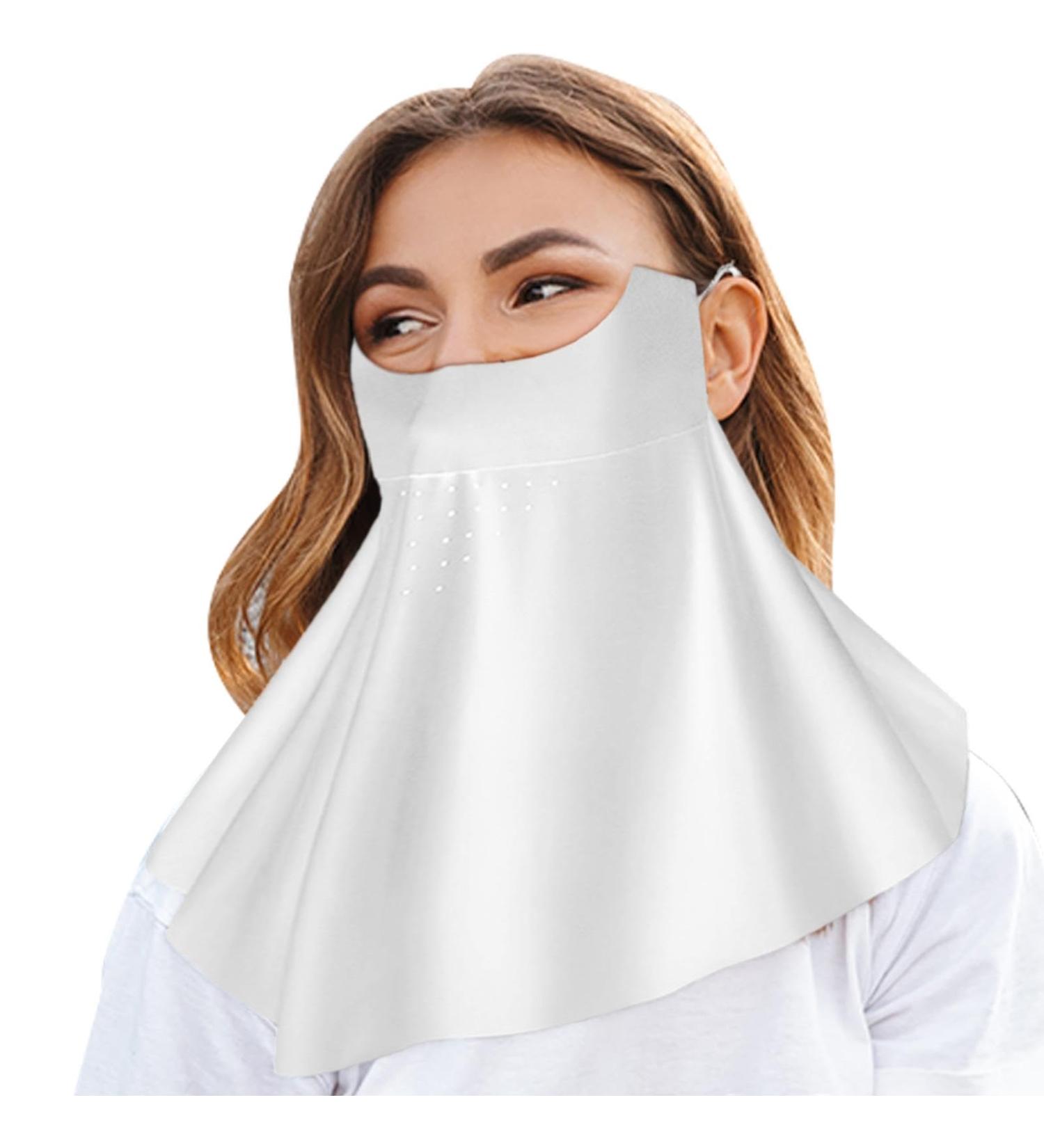 Sun Protection Masque | Sun Masque SPF Face Cover Sun Face Cover Breathable Full Face Shield Face Scarf Cover Cooling Sunscreen Masque for Men Women White - Buy Online on GoSupps.com