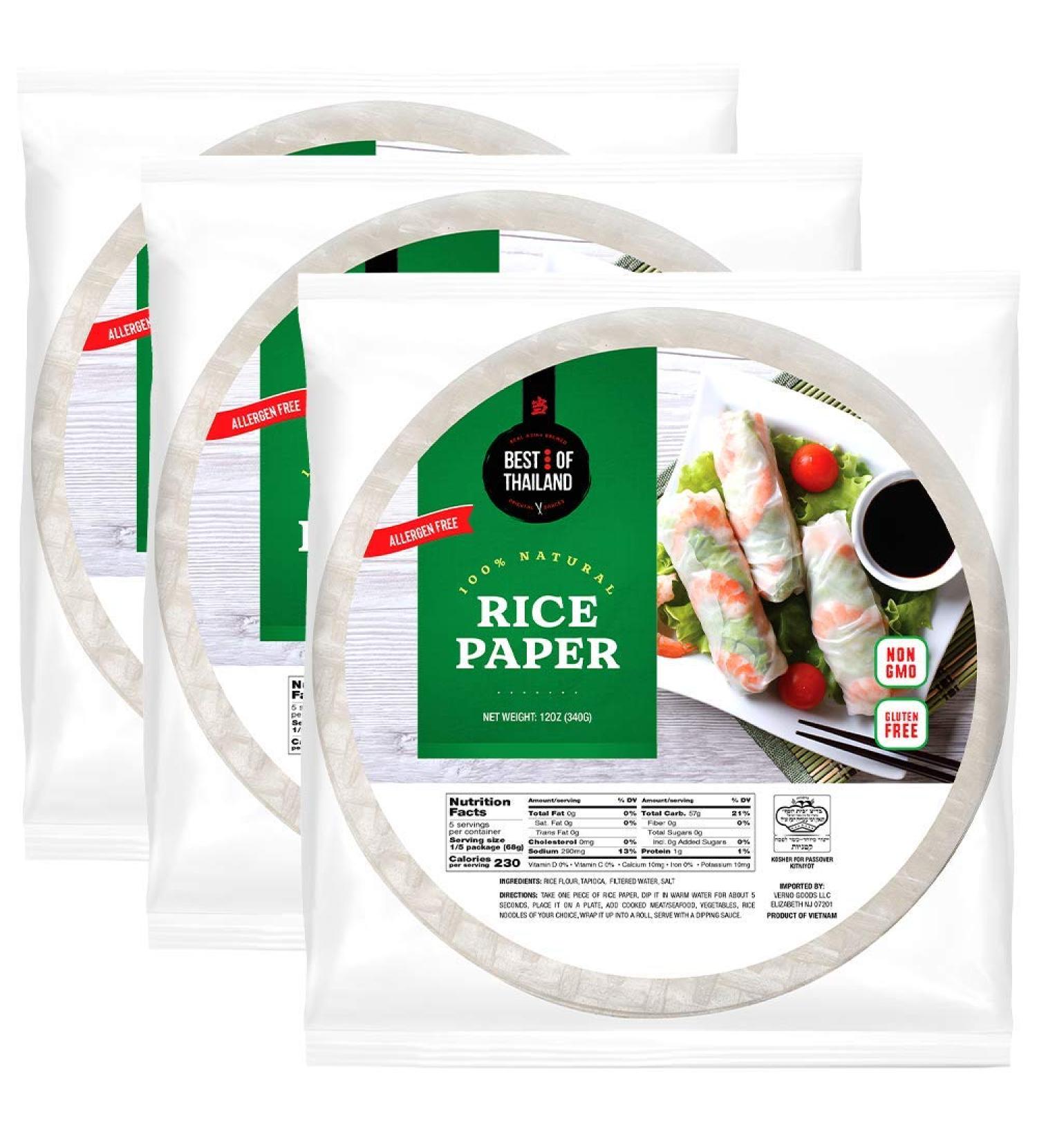Thailand Rice Paper for Fresh Spring Rolls & Dumplings | Non-GMO, Gluten-Free, Vegan & Paleo | Kosher for Passover | Kitniyot - Buy Online on GoSupps.com