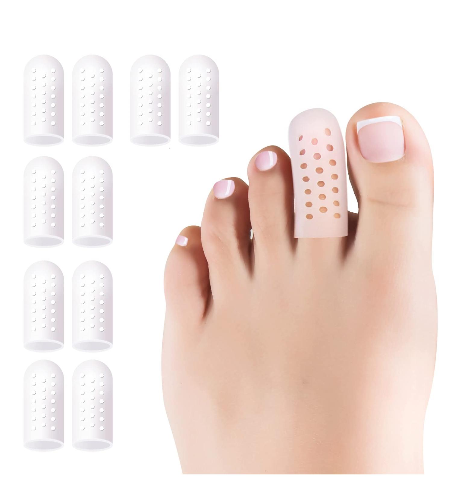 Breathable Gel Toe Protectors 10 Pcs for Ingrown Toenails, Corns, Calluses - Pinky Toe Caps Included - Buy Online on GoSupps.com