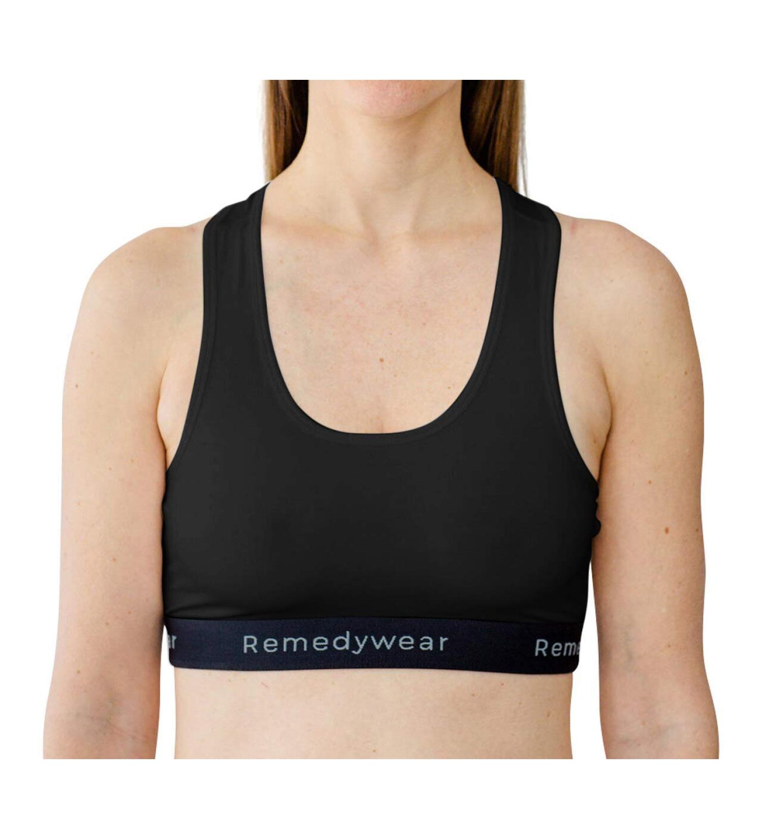 Remedywear Light Support Eczema Bra for Sensitive Skin Tencel and Zinc Hypoallergenic (Black Medium) - Buy Online on GoSupps.com