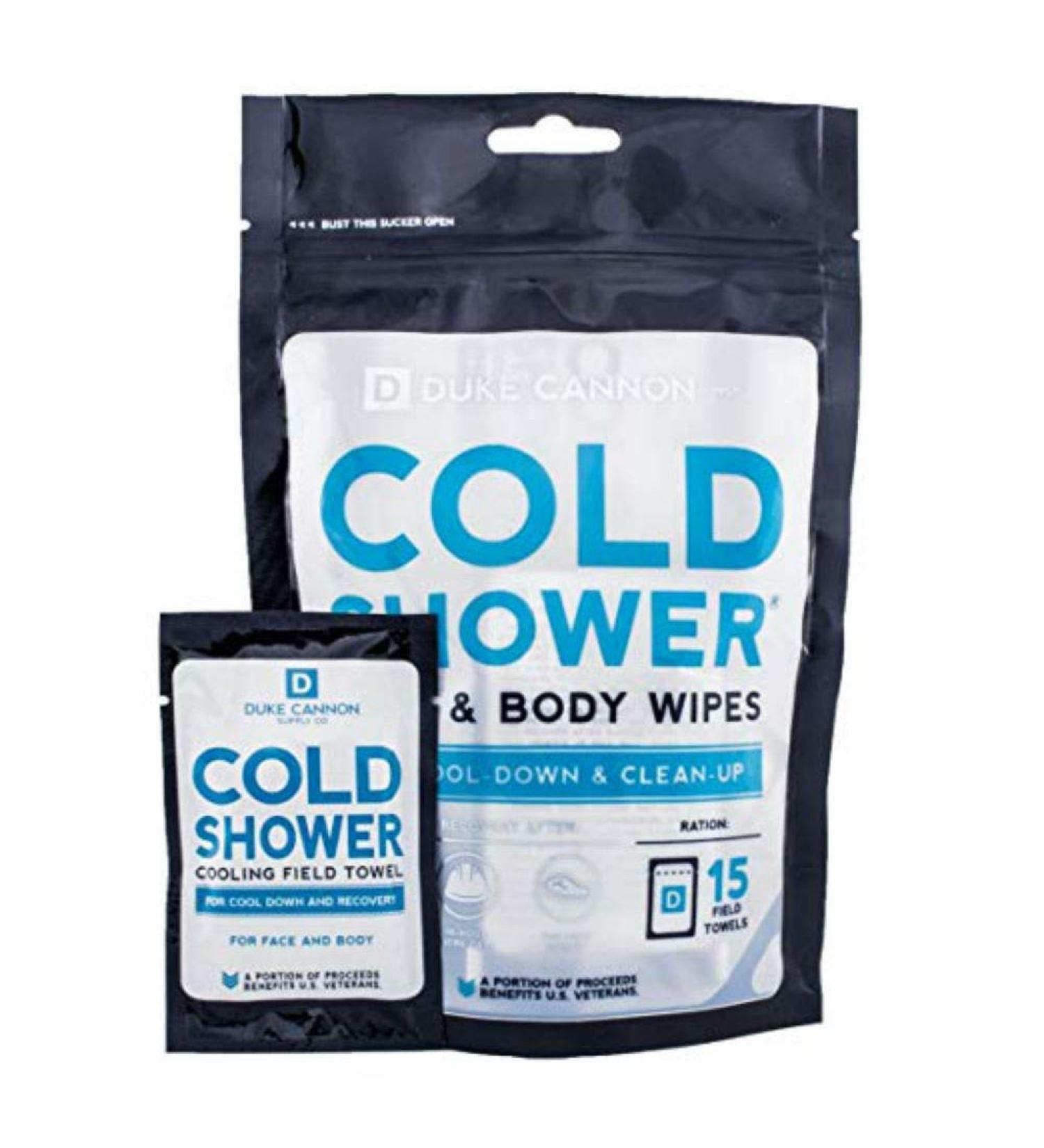 Duke Cannon Supply Co. Cold Shower Cooling Field Towel and Body Wipes - Pack of 15 Individually Wrapped Towelettes - Buy Online on GoSupps.com