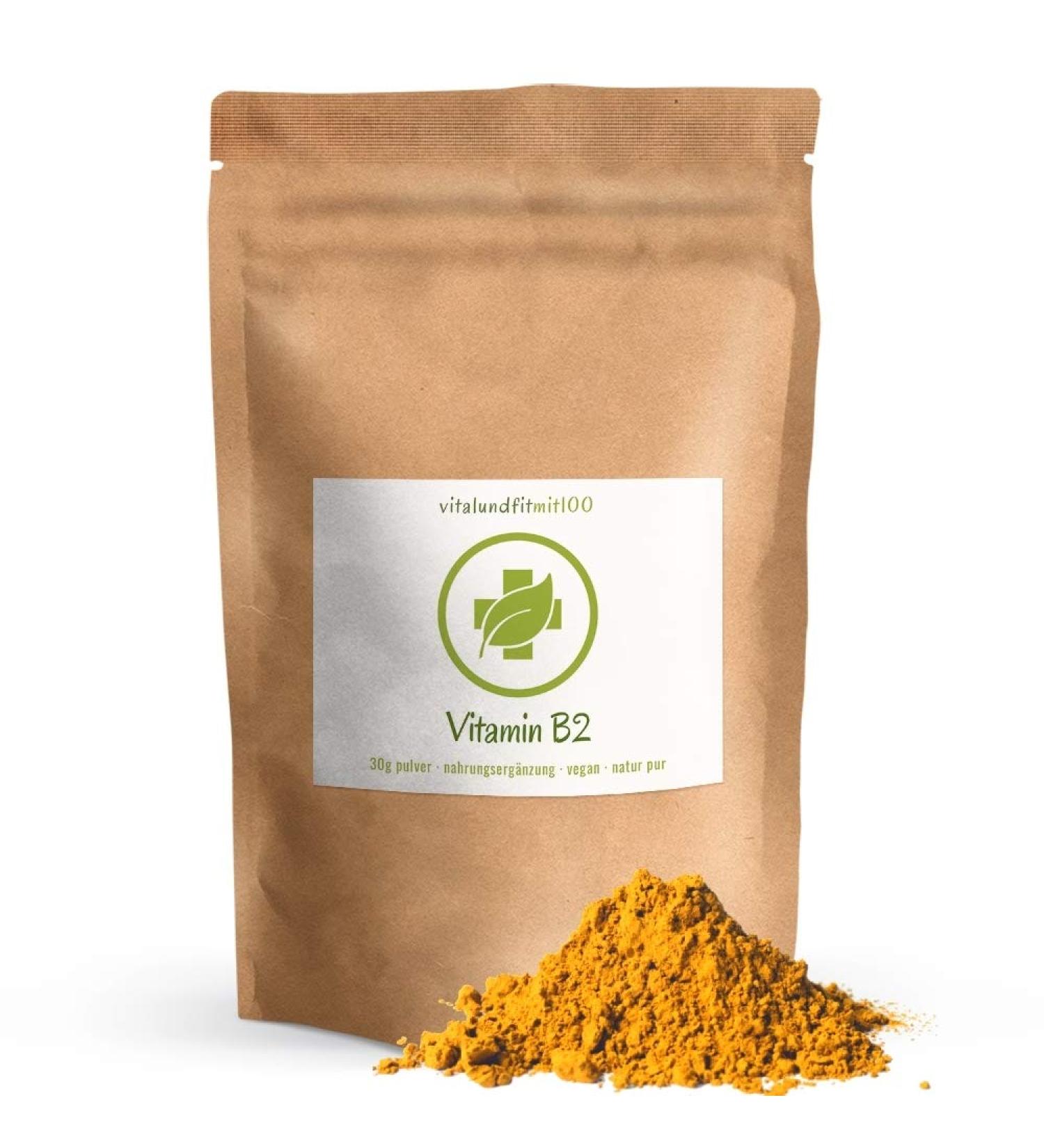 Buy 100% Pure Vegan Vitamin B2 (Riboflavin) Powder - 30g | Gluten-Free Lactose-Free No Additives - Buy Online on GoSupps.com