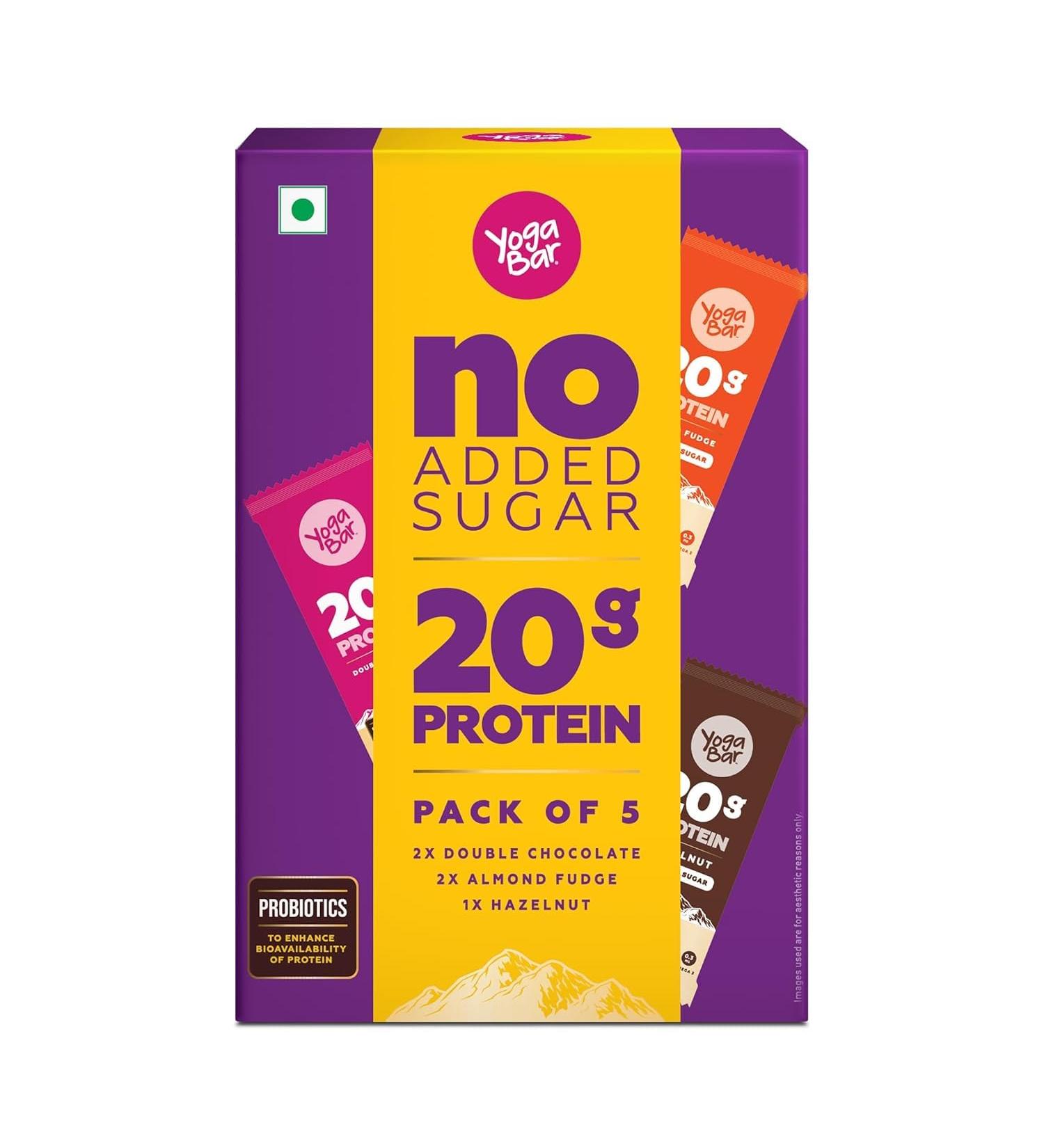 Buy Yoga.bar No Added Sugar Protein Bars - 20g Protein Probiotics & Fiber | High Energy Nutrition Bars | 5-Pack for International Shipping - Buy Online on GoSupps.com