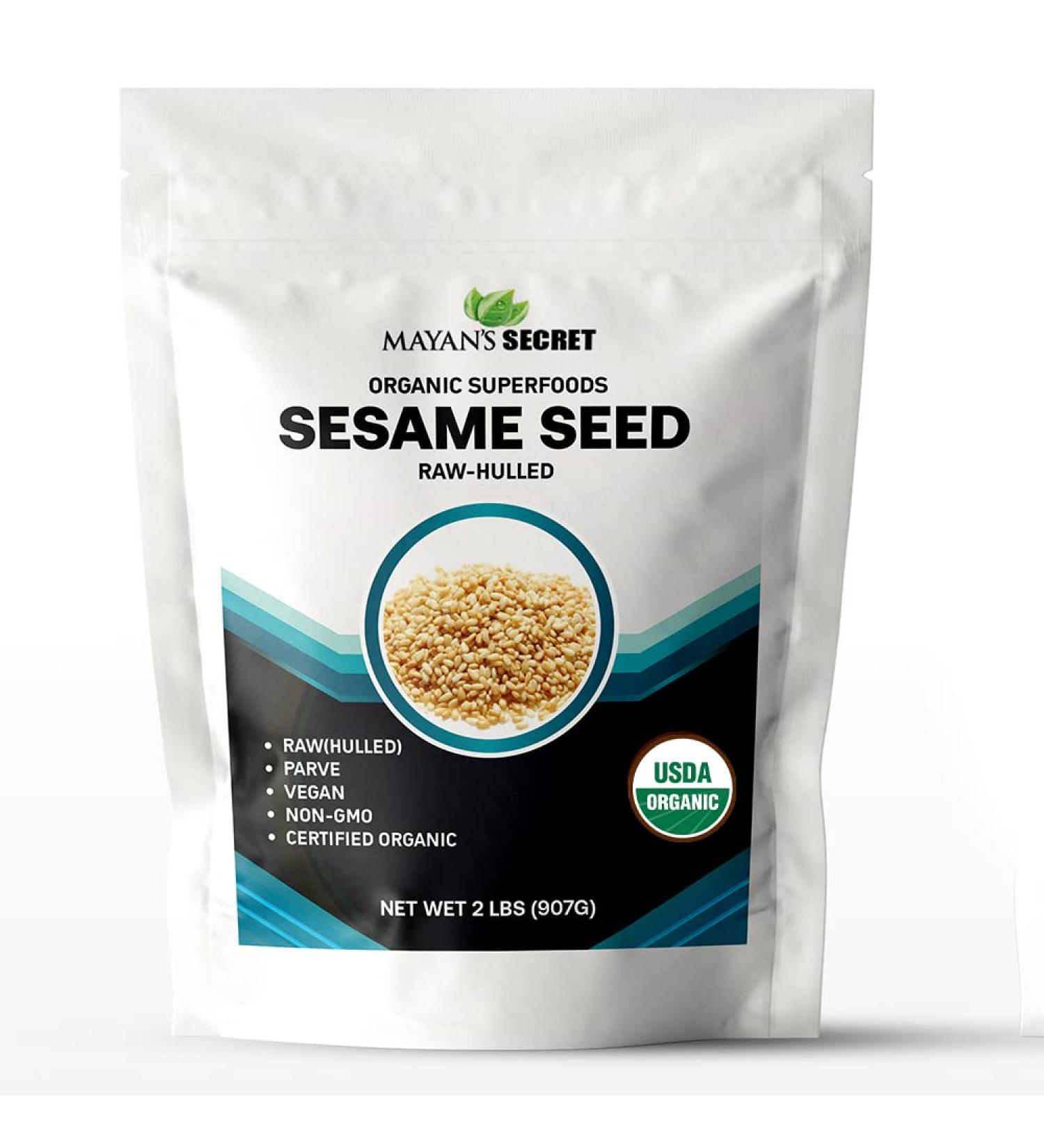 Certified Organic Mayan's Secret Hulled Sesame Seeds - 2 Lbs | Gluten Free, Raw, Keto Friendly - Buy Online on GoSupps.com