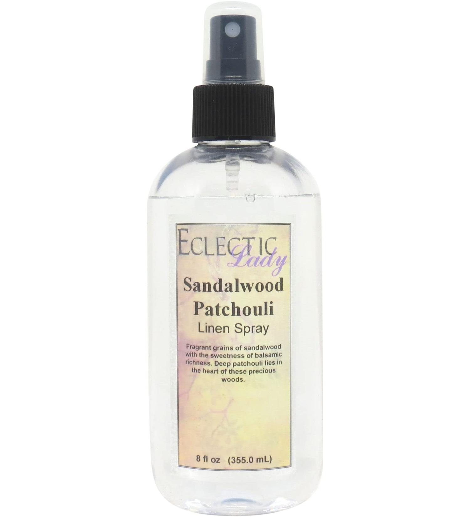 Sandalwood Patchouli Linen Spray 16 ounces - Eclectic Lady Sheet and Linen Spray - No Artificial Colors Parabens or Preservatives - Long-Lasting Scent for Bed Fabric & Pillow Sandalwood Patchouli 16 Fluid Ounces - Buy Online on GoSupps.com