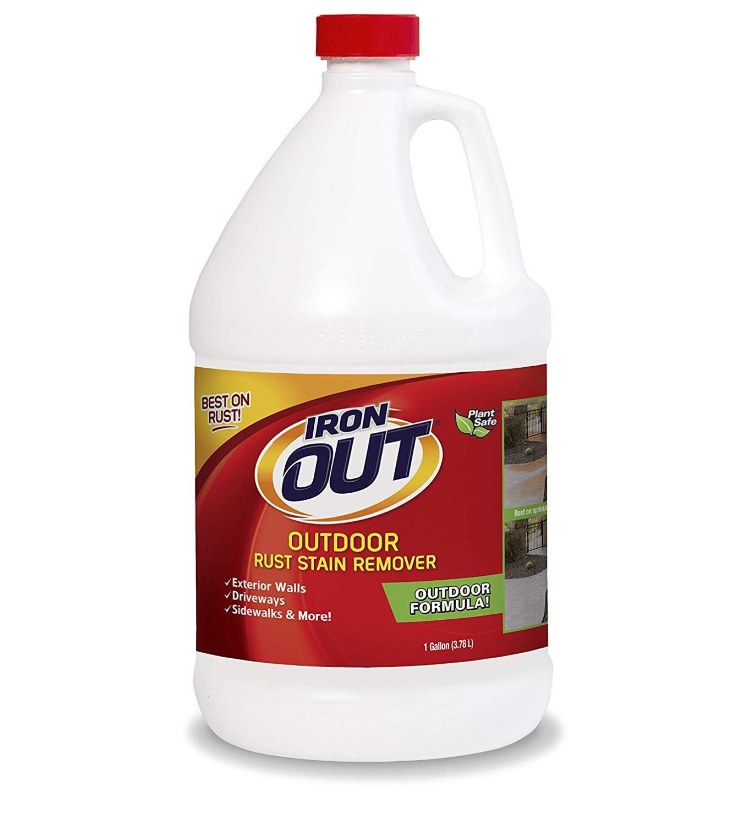 Iron OUT Liquid Rust Stain Remover - 1 Gallon | Removes Rust Stains from Concrete & Vinyl Outdoors | No Scrubbing Needed | Safe & Unscented - Buy Online on GoSupps.com