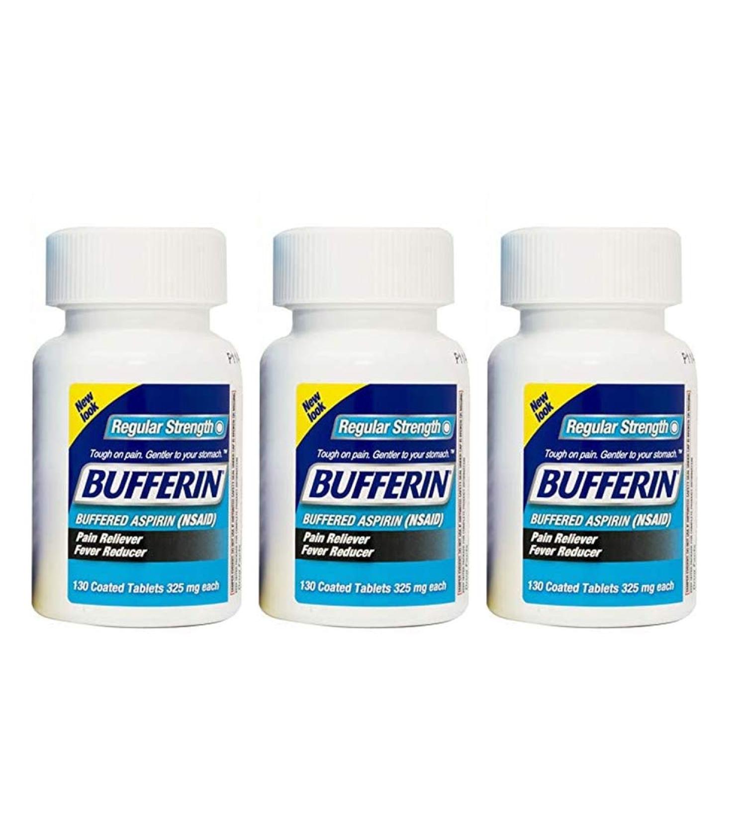 Bufferin Buffered Aspirin Tablets 130 ct (Pack of 3) - Pain Reliever/Fever Reducer - Buy Online on GoSupps.com