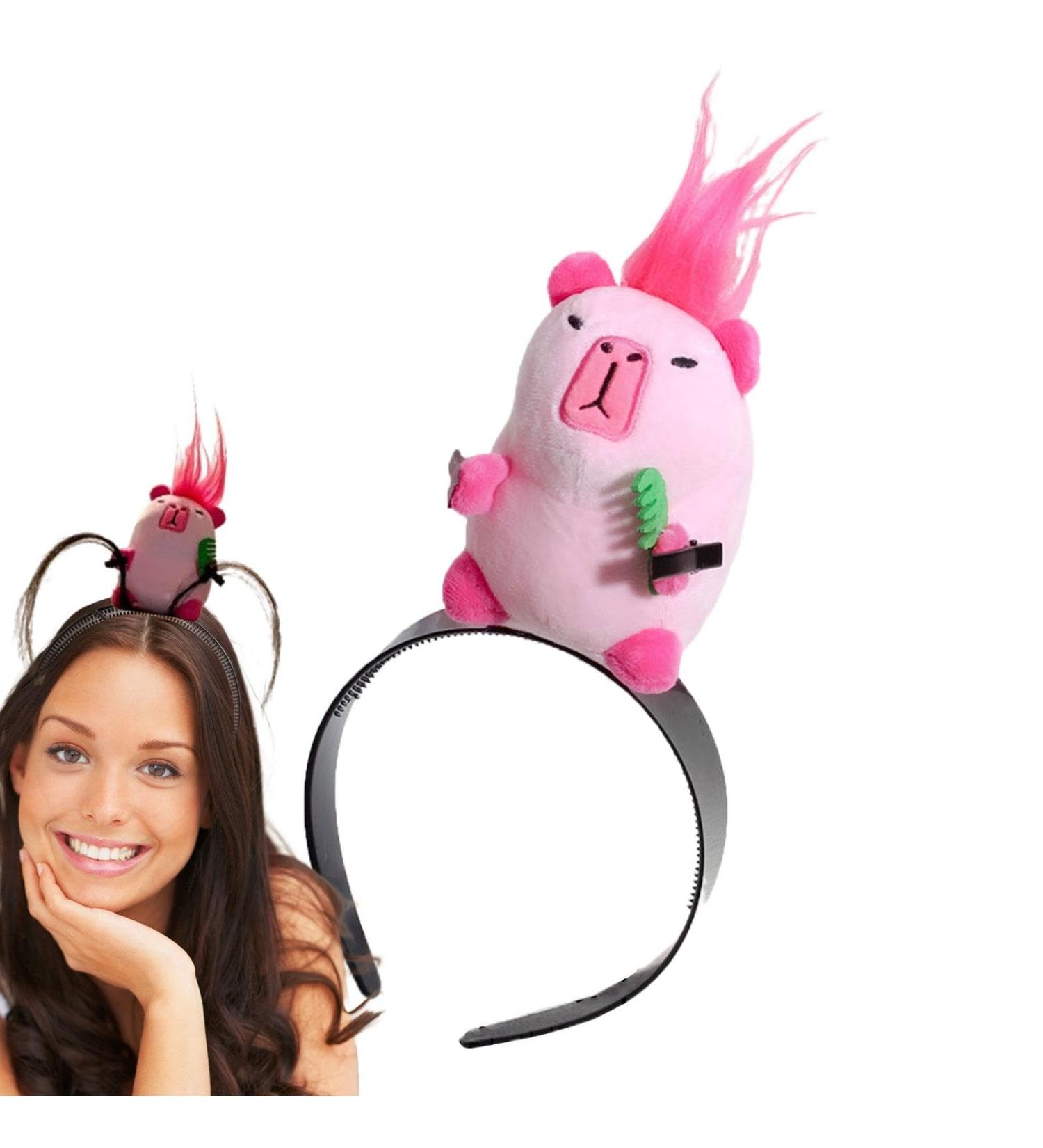 Capybara Face Wash Headband - Capybara Animal Funny Headband | Non-Slip Hair Bands for Women Cute Animal Hair Hoop Solid Head Band Hair Accessories pink - Buy Online on GoSupps.com