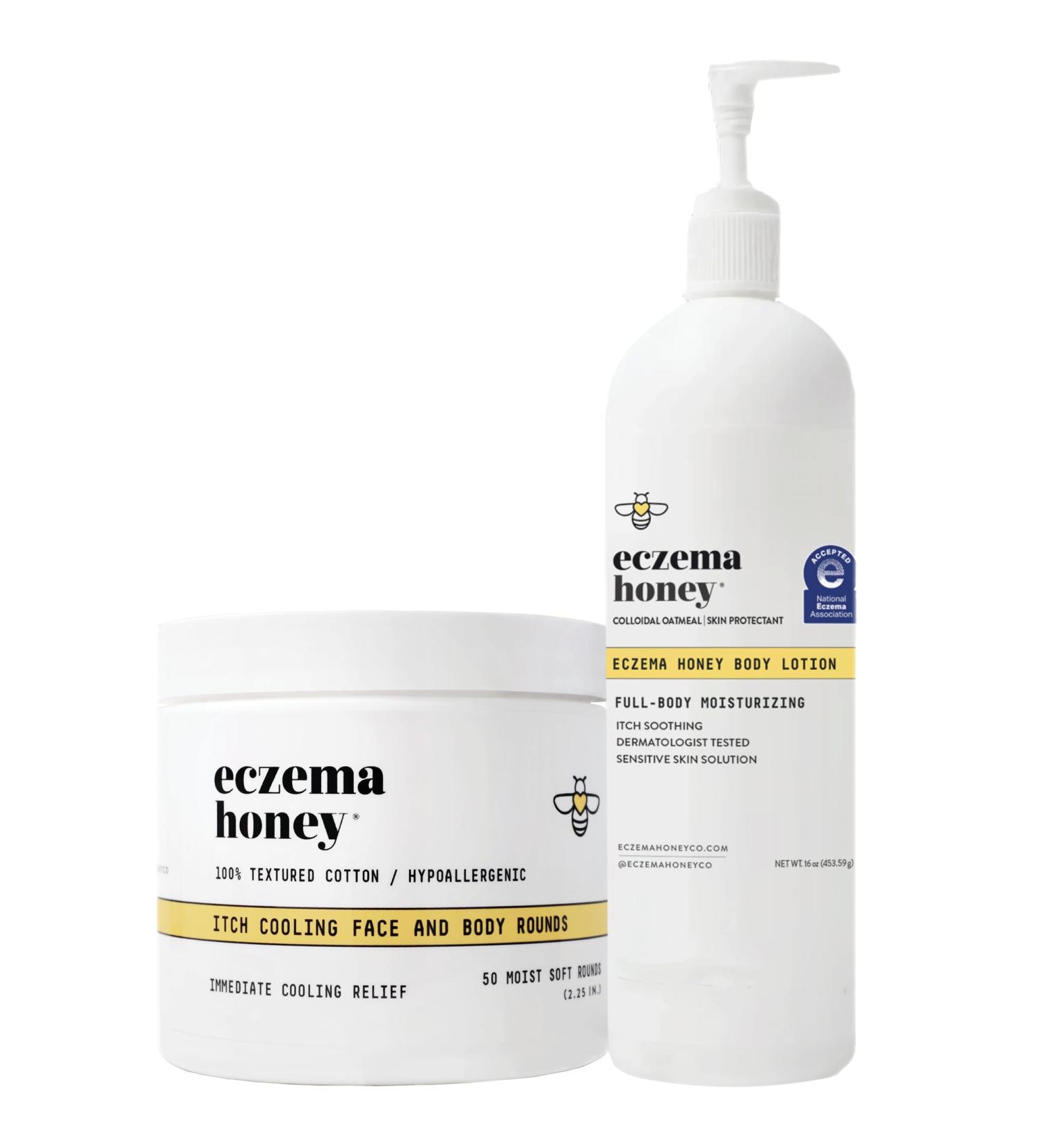 ECZEMA HONEY Itch Cooling Face & Body Rounds & Oatmeal Body Lotion - Bundle for Sensitive & Dry Skin - Cruelty Free - Buy Online on GoSupps.com