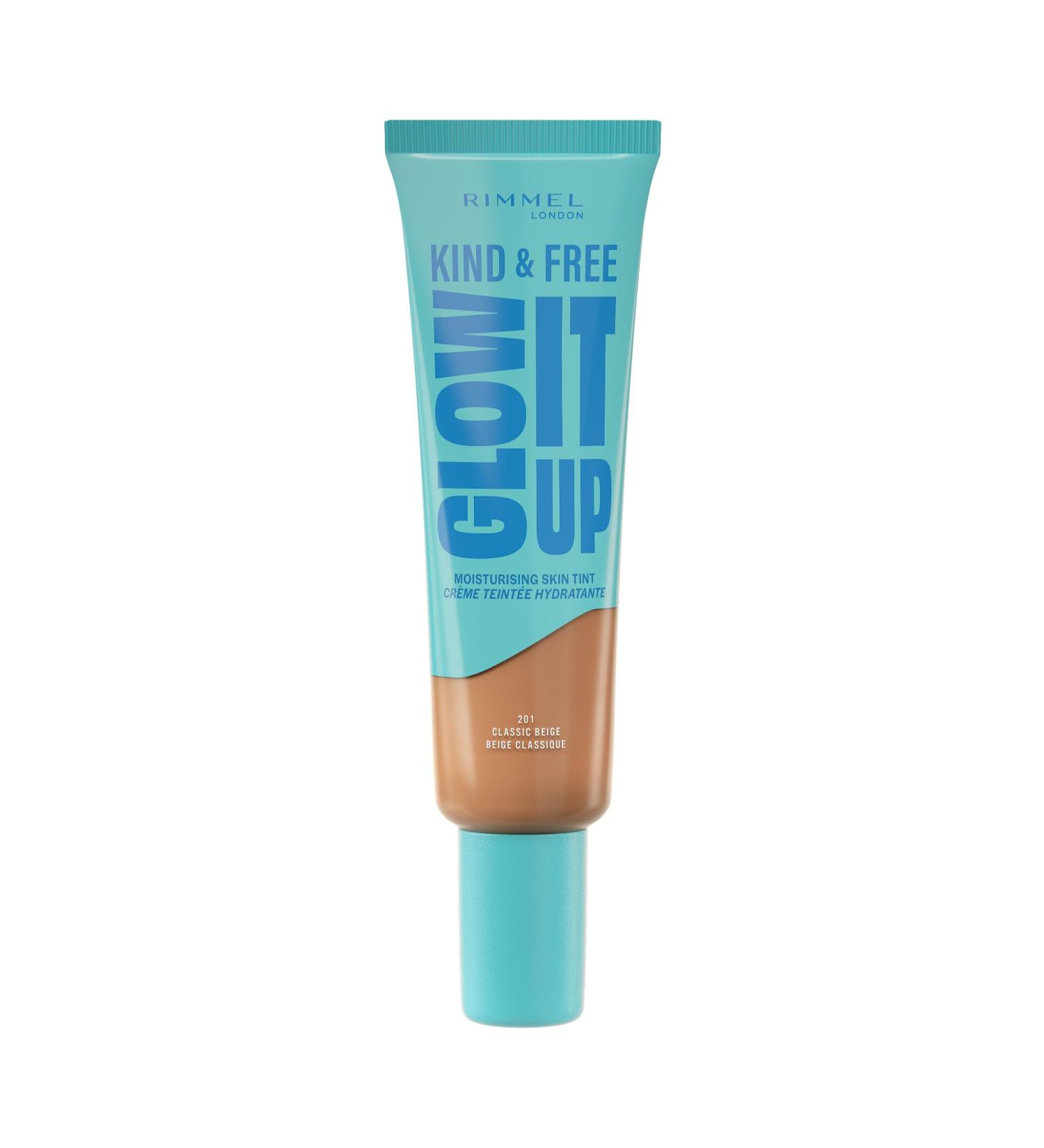 Rimmel Rimmel London Kind & Free GLOW IT UP Moisturizing Foundation 201 Classic Beige Soothes sensitive skin Healthy and luminous color All-day hydration 30 ml