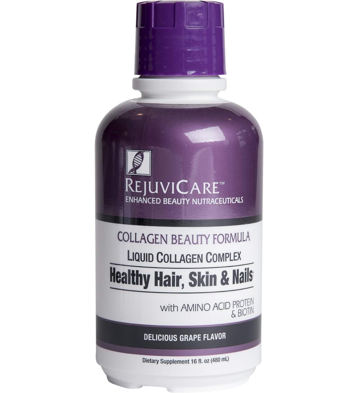 Rejuvicare Liquid Collagen Beauty Formula - Grape Flavor, Amino Acids & Biotin, 16 oz - Buy Online on GoSupps.com