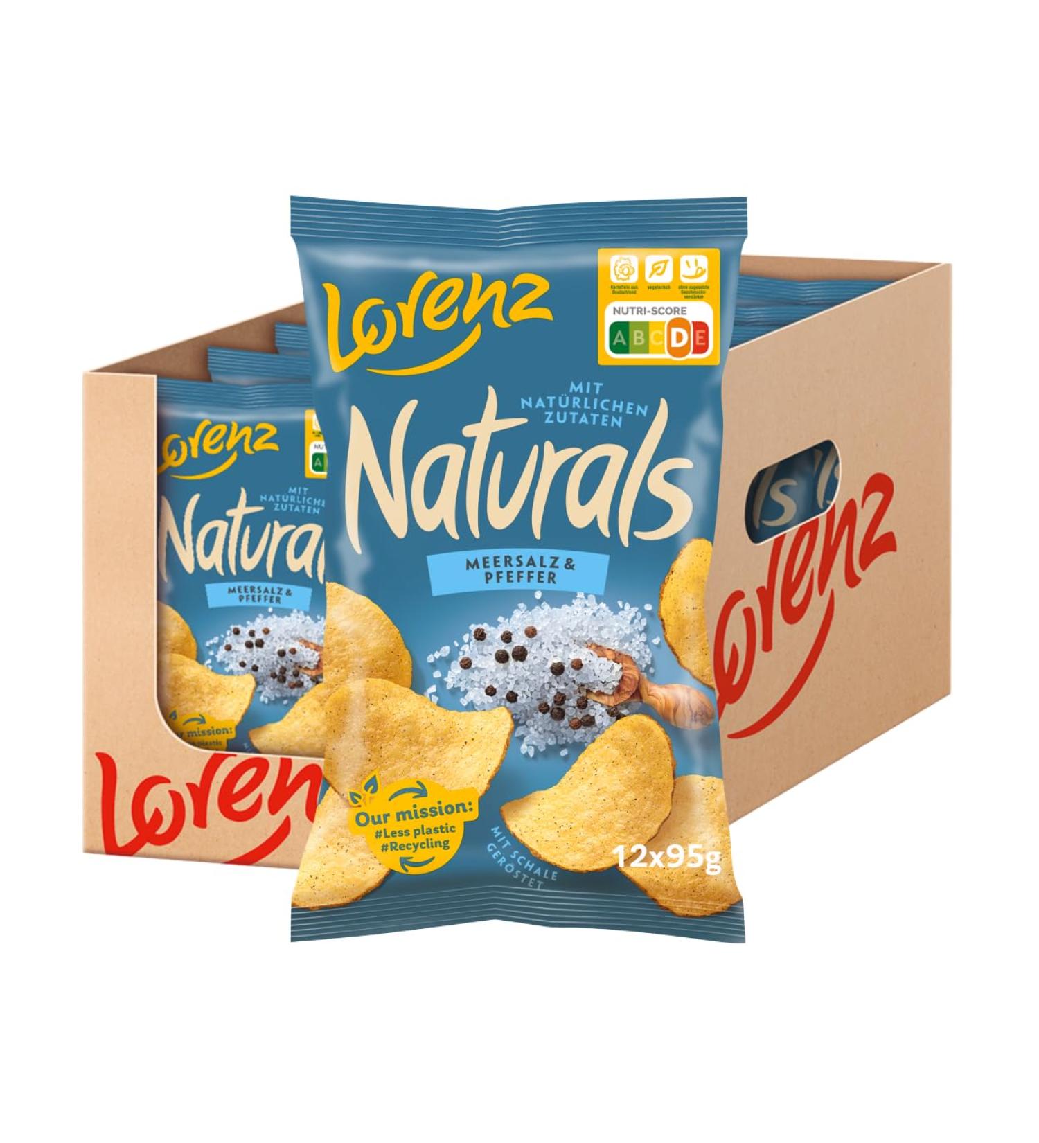 Lorenz Snack World Naturals Sea Salt and Pepper - 12 Pack (95g Each) | International Shipping Available - Buy Online on GoSupps.com