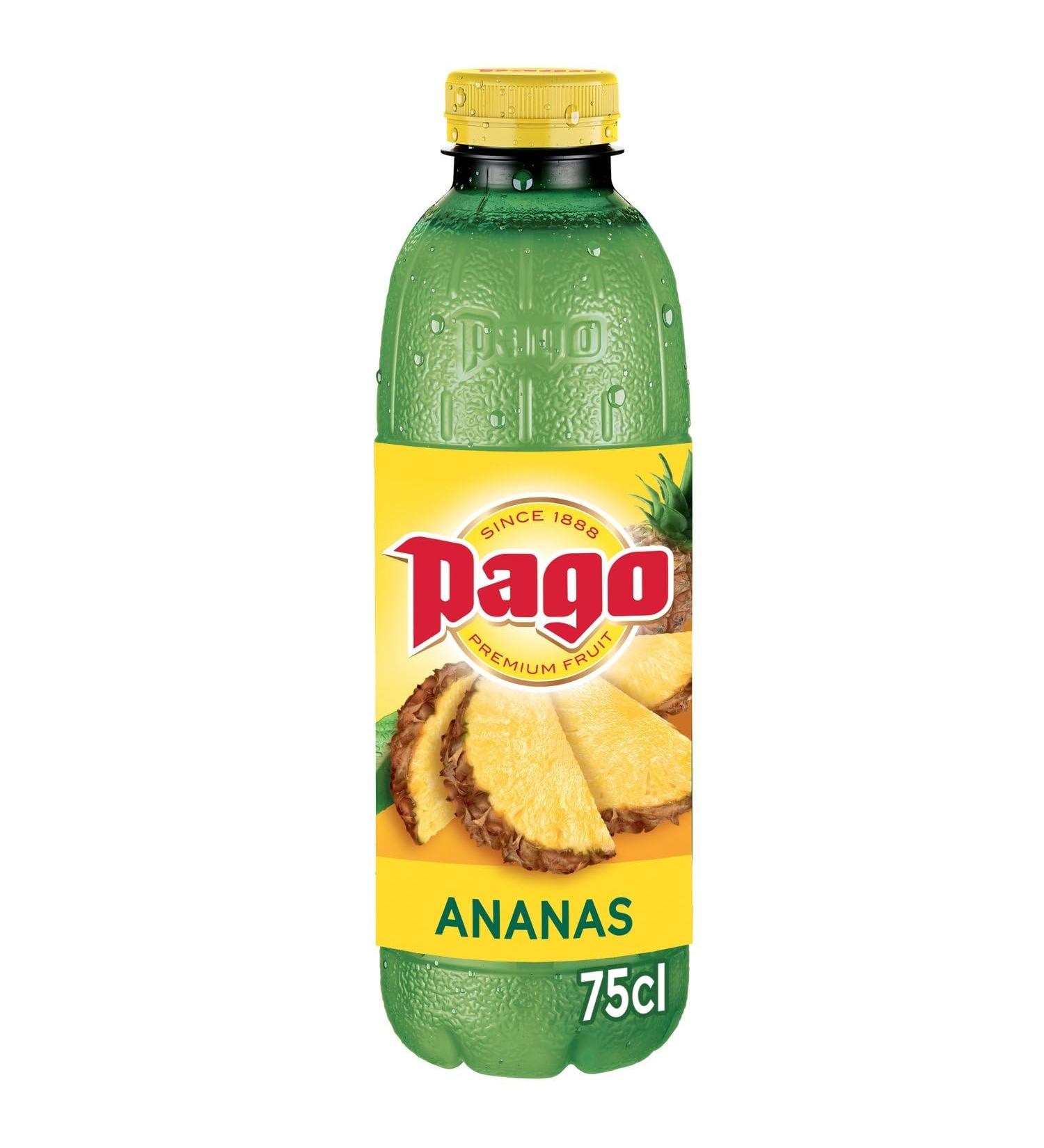 PAGO Jus d'Ananas Exotique Saveur Fruit e et Rafra chissante Bouteille 75cL - Le Lot De 4