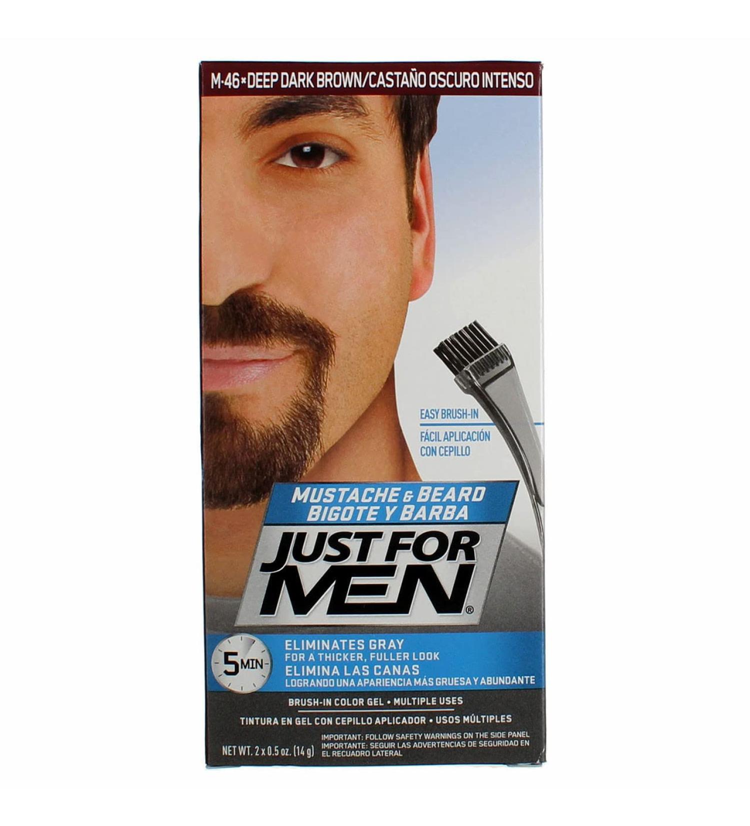 Just for Men Mustache & Beard Color Gel Deep Dark Brown M-46 - Brush-In Formula (2x0.5oz) - Buy Online on GoSupps.com