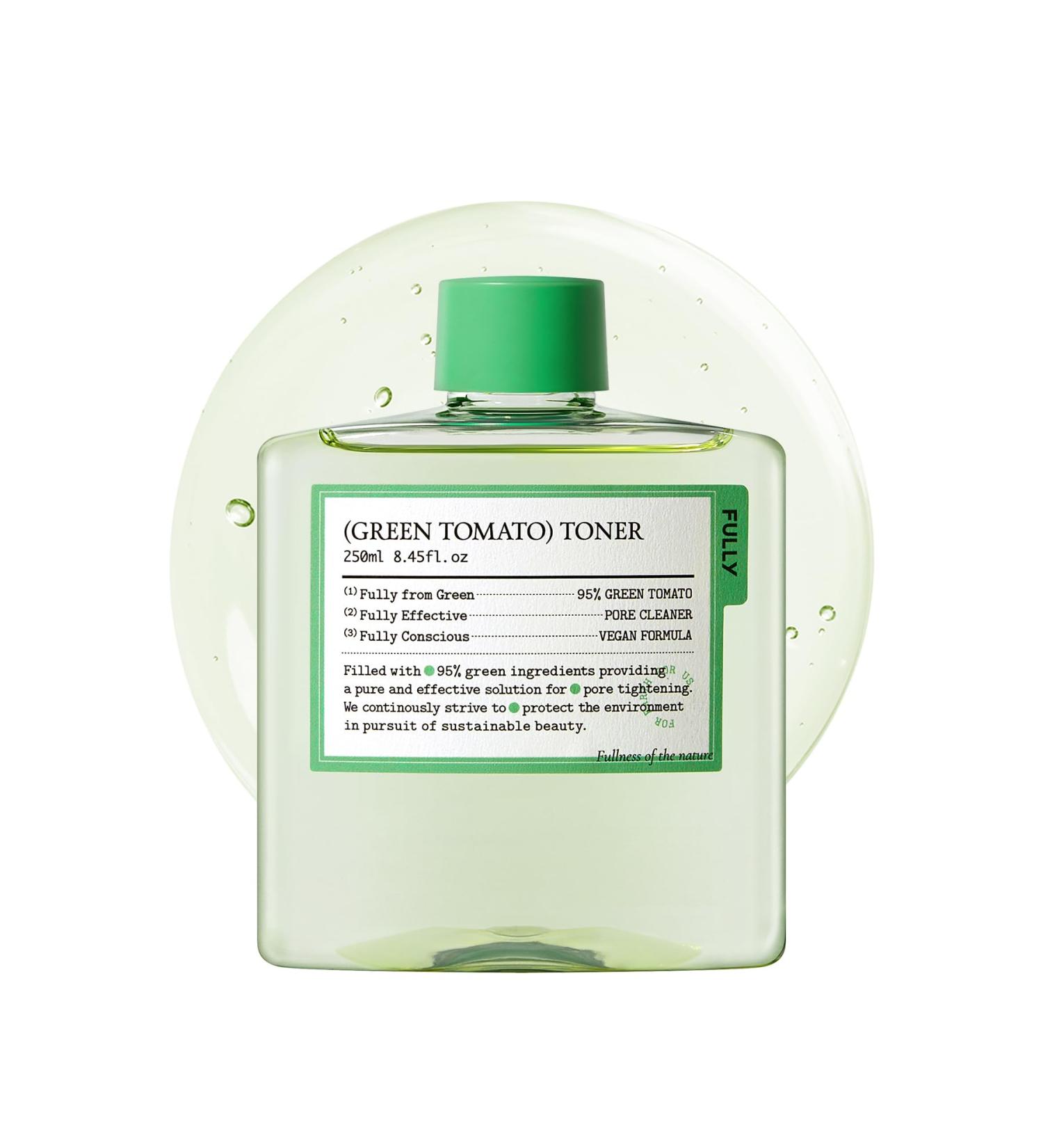 FULLY Green Tomato Toner Pore Tightening with 95% Green Tomato Extract and VIT C Skin Soothing and Hydrating Fragrance Free Vegan & Dermatologically Tested 8.45 fl.oz - Buy Online on GoSupps.com