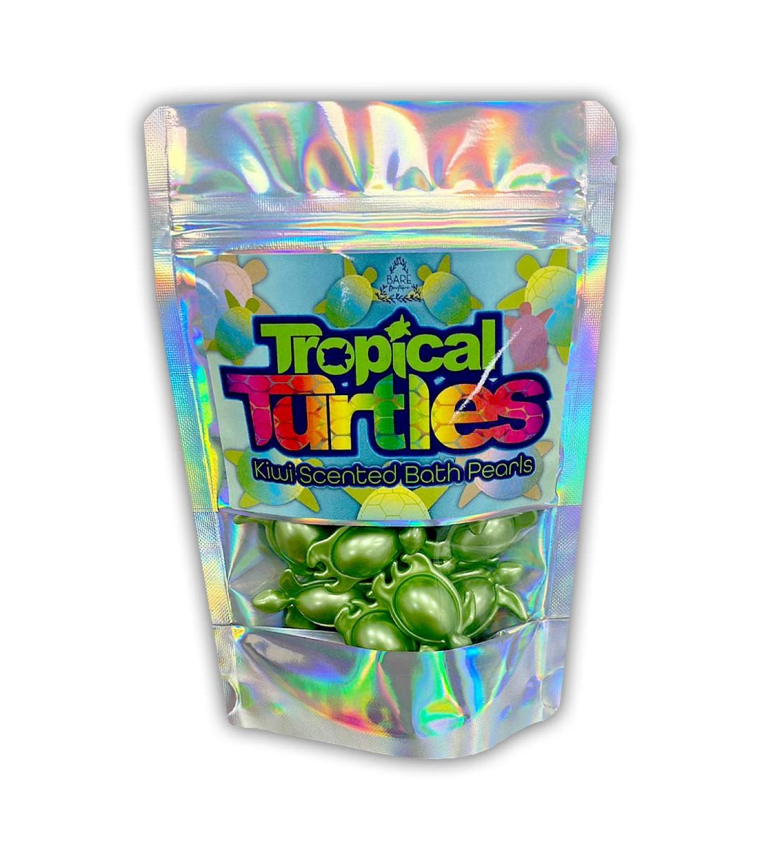 Tropical Turtles. 15 Kiwi Scented Bath Oil Pearls. Turtle Themed Gift. Ideal Small Gift Stocking Filler Advent Calendar Filler. Bath Oil Pearls.