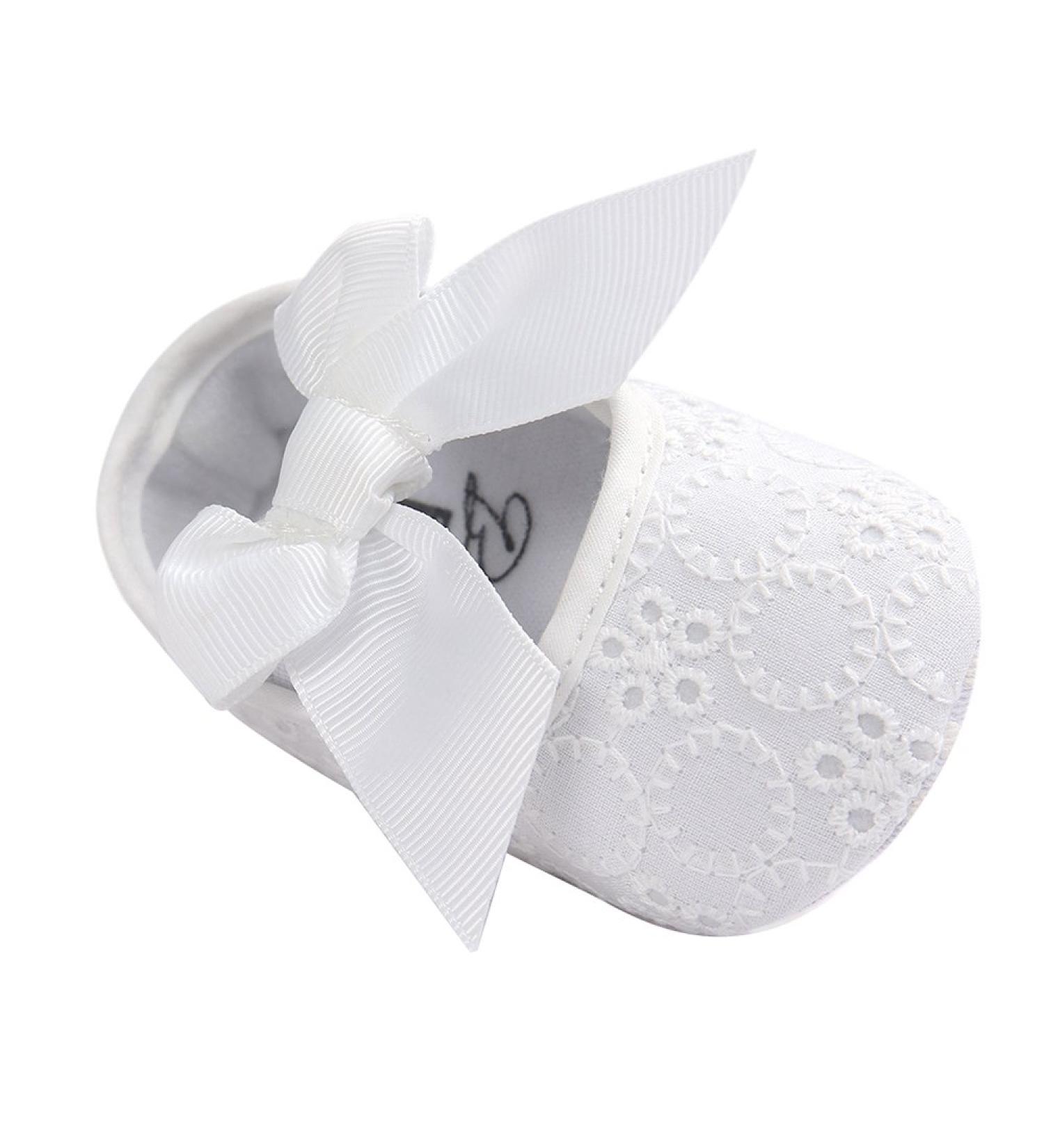 LACOFIA Baby Girls Christening Shoes | Anti-Slip Soft Sole Prewalkers 6-12 Months - White - Buy Online on GoSupps.com