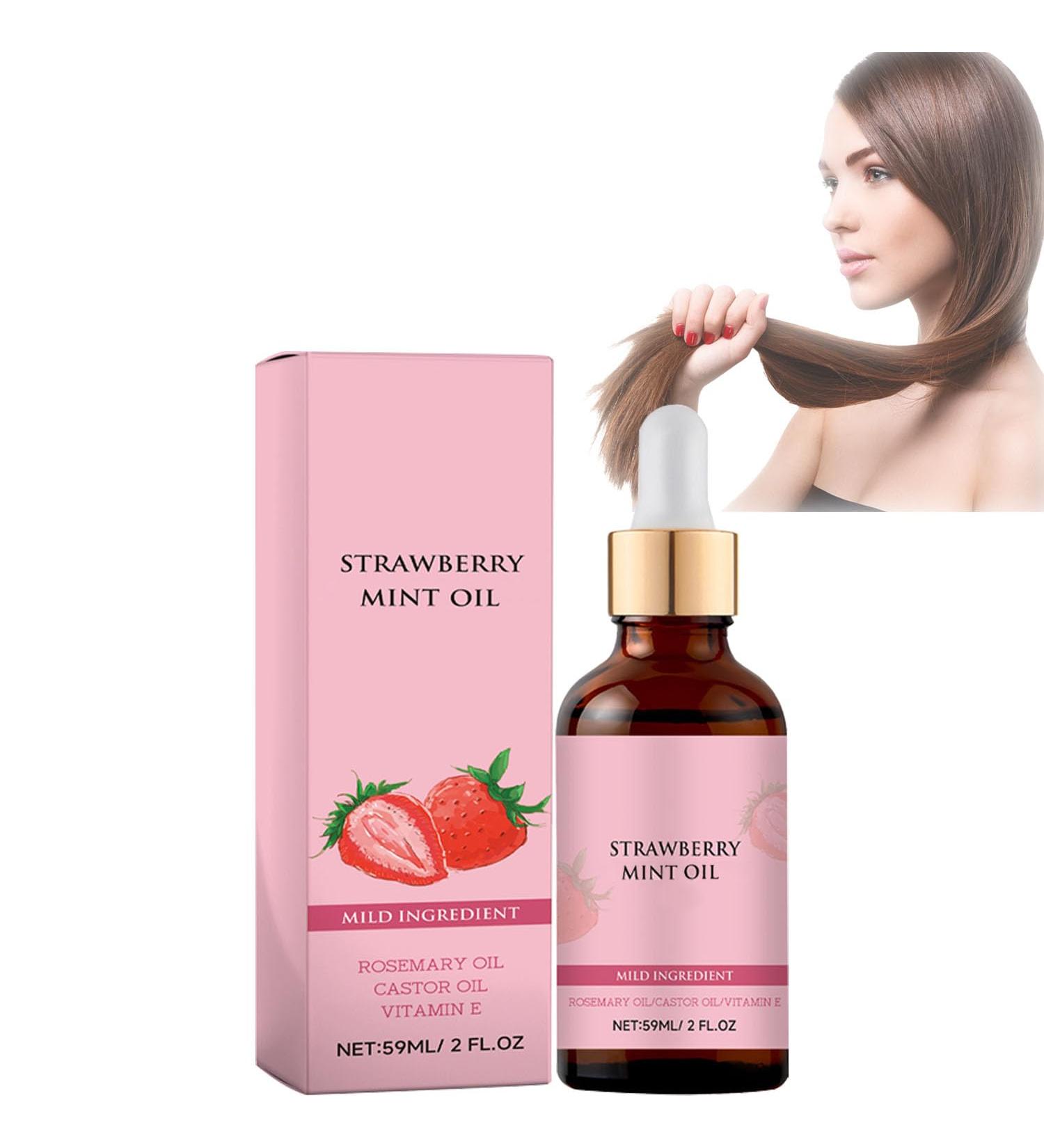 Strawberry Mint Oil Natural Rosemary Essential Oil for Hair Strawberry Mint Hair Oil Hair Serum for Fine and Damaged Hair (1pc) - Buy Online on GoSupps.com