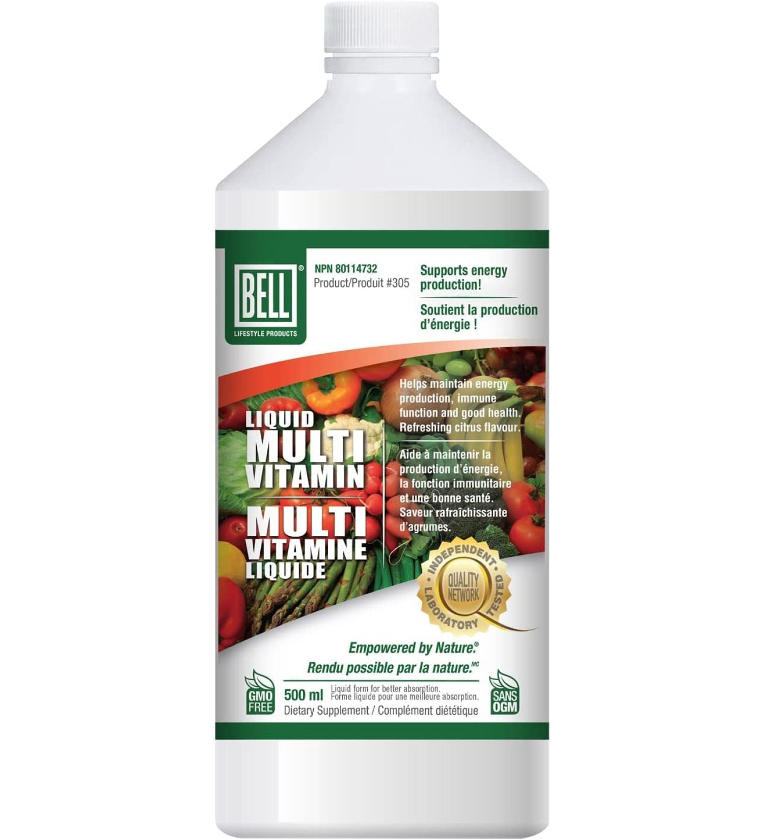 Premium Bell Liquid Multivitamins for Women and Men - Easy Absorption Proprietary Blend - Non-GMO, Soy, Gluten, Dairy Free - 16 Fl.oz - Buy Online on GoSupps.com