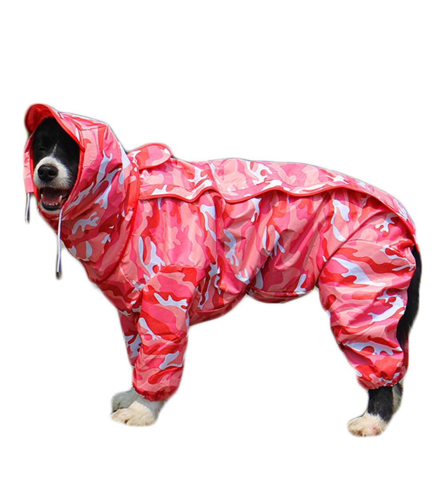 Tfeng Camouflage Pink Dog Raincoat with Removable Hoodie | Waterproof Adjustable Jacket for All Sizes - 63cm Back Length - Buy Online on GoSupps.com