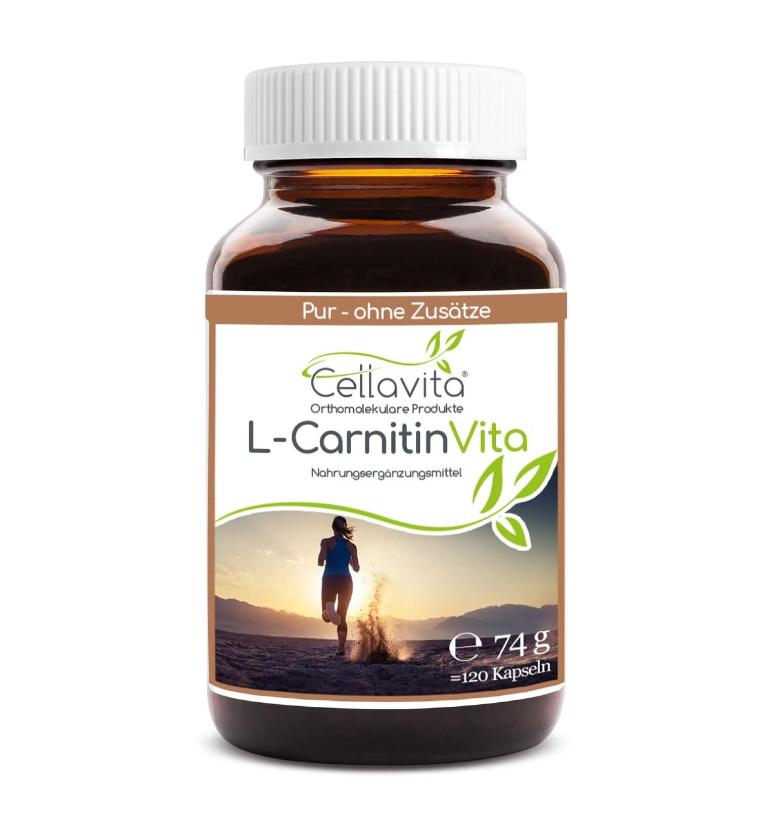 Cellavita | L-Carnitine Vita high-dose carnitine tartrate amino acid - powder & capsules | (120 capsules)