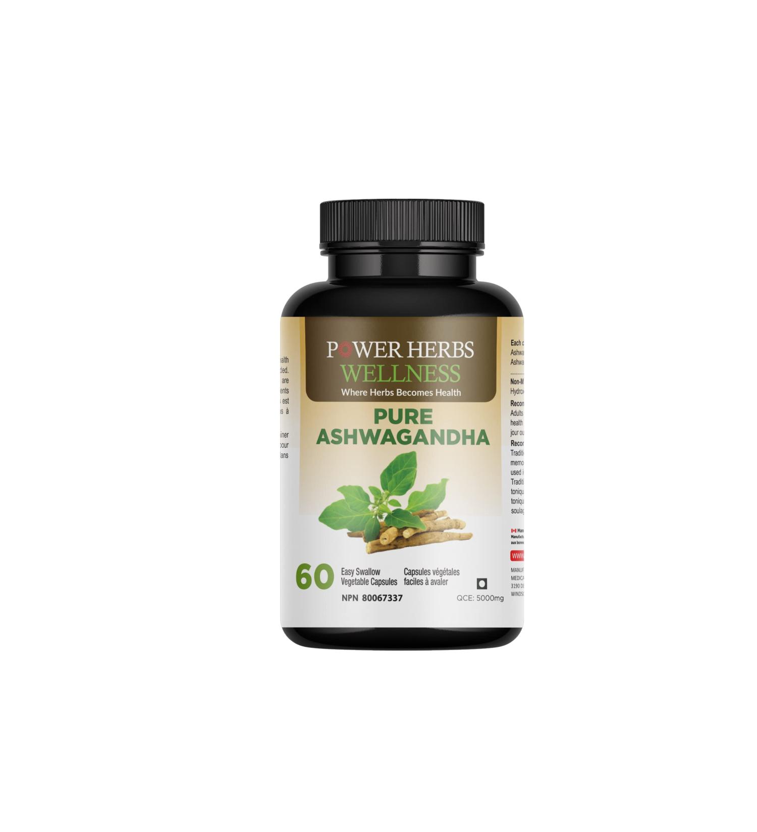 Power Herbs Pure Ashwagandha Capsules 60 Count