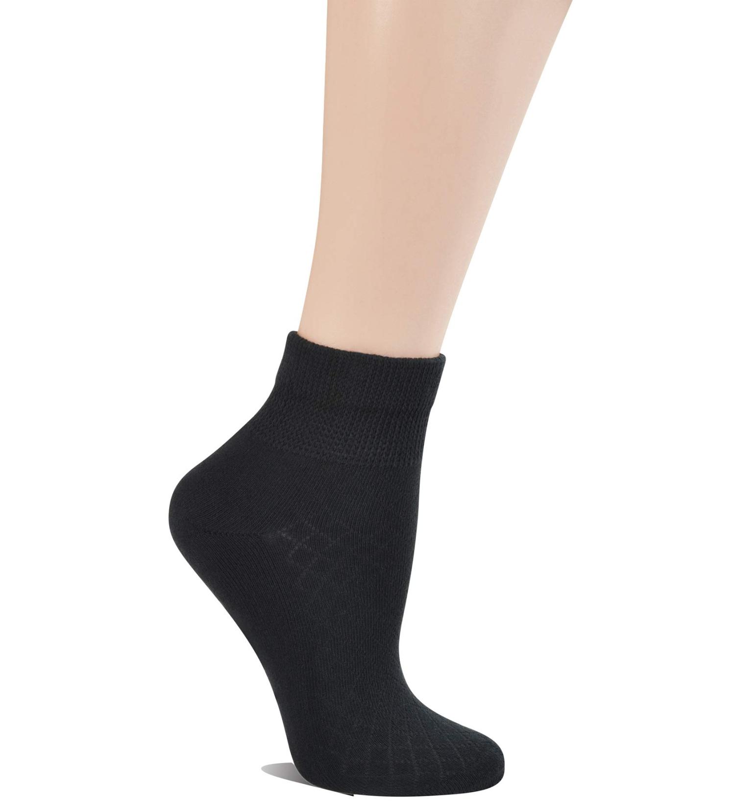 Yomandamor Diabetic Ankle Socks for Women - 5 Pairs, Size 3-8, Solid Black - Buy Online on GoSupps.com