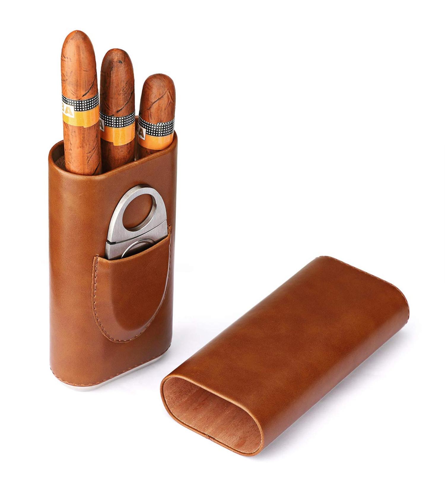 Time C club 3 Sticks Portable moisturizer Cigar Case Imported Cedar Wood Lined Cigar humidor Cigar Box Stainless Steel Cutter Set - Buy Online on GoSupps.com
