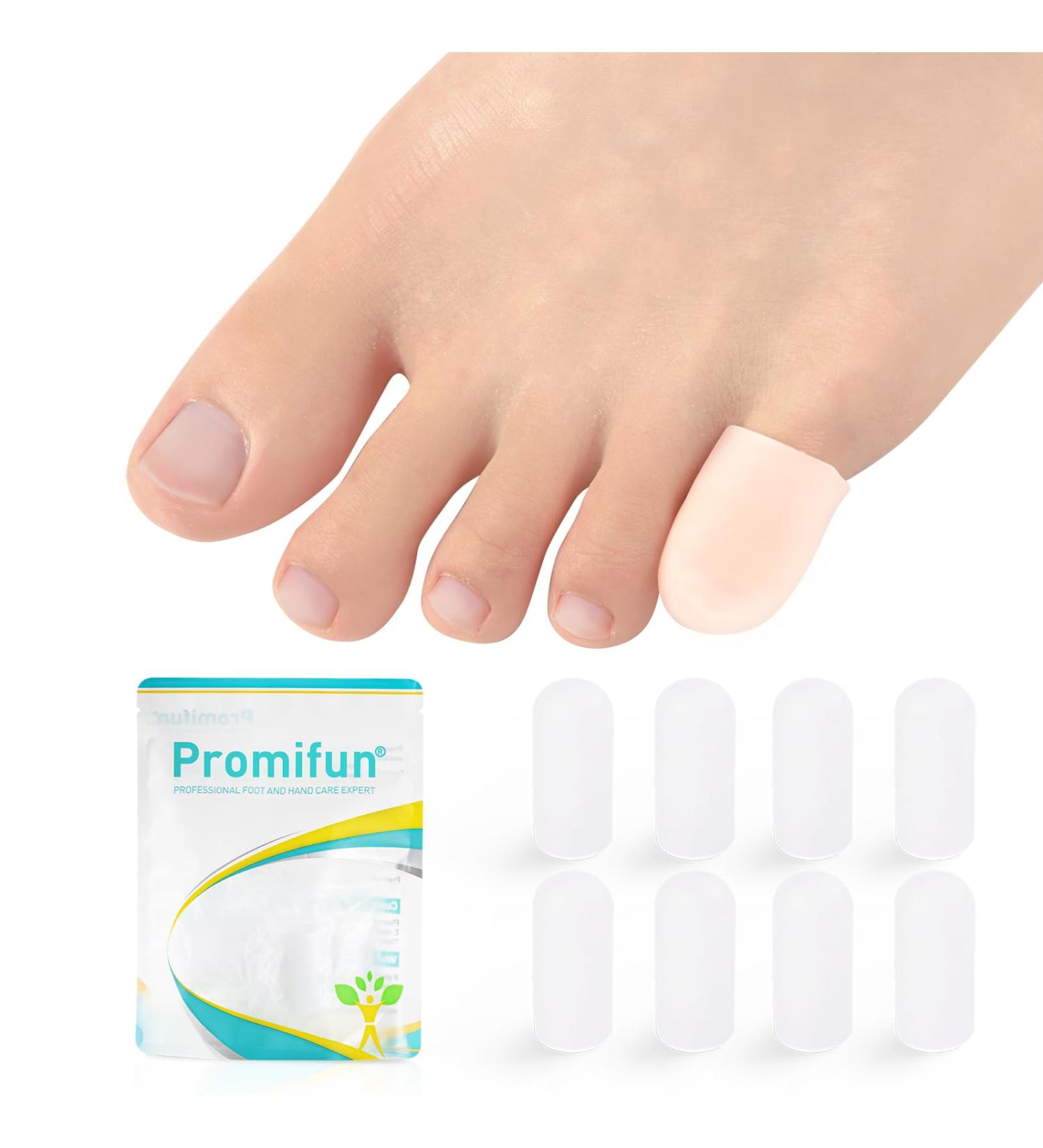 Silicone Toe Protectors - 4 Pairs Gel Sleeves with Aloe Vera for Pain Relief & Protection - Transparent Toe Caps for Corns (Small - Buy Online on GoSupps.com