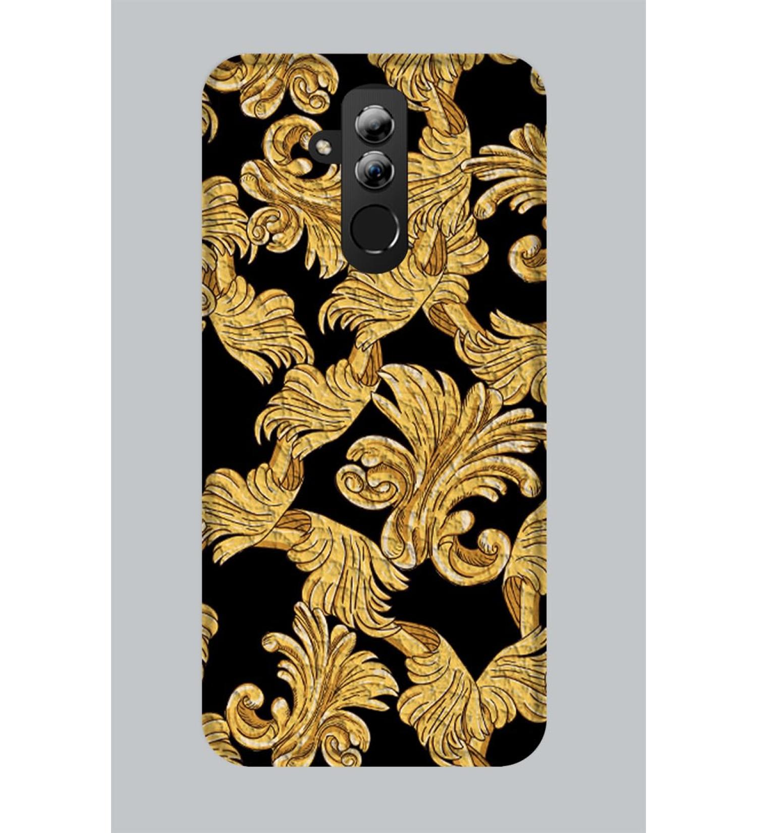 Luxury Soft TPU Case for Samsung Mate 20 - Elegant Black Leather with Gold Liberty Leaves Design - Buy Online on GoSupps.com