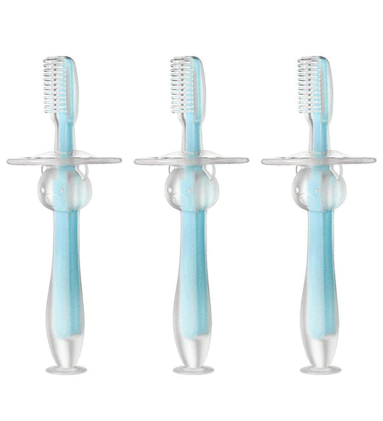 Clean Silicone Toddler Toothbrush with Suction Cup | Baby Gum Care for Ages 1-3 - Buy Online on GoSupps.com