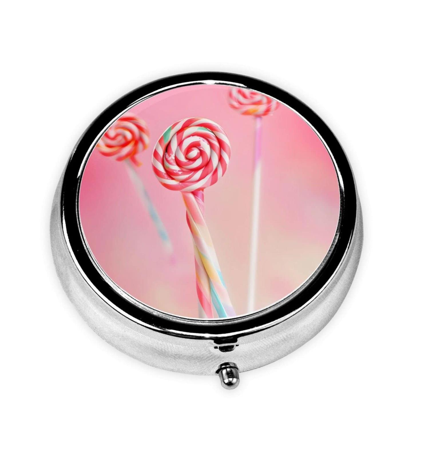 Colorful Round Pill Box Organizer - 3 Compartments for Travel & Pocket | Portable Lollipop Design - Buy Online on GoSupps.com