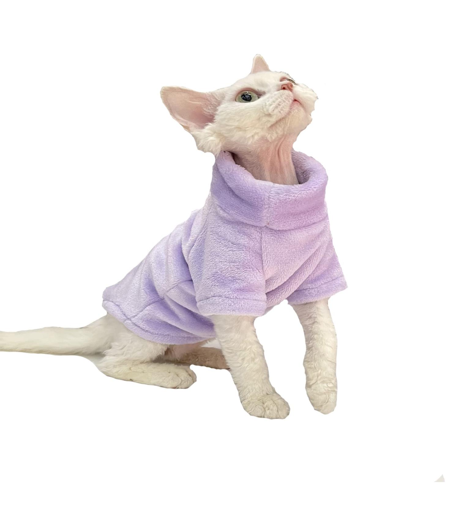 Sphynx Cat Faux Fur Sweater - Soft and Stylish Purple Pullover for Hairless Cats - Size L (6.6-8.8lbs) - Autumn/Winter Fashion - Buy Online on GoSupps.com