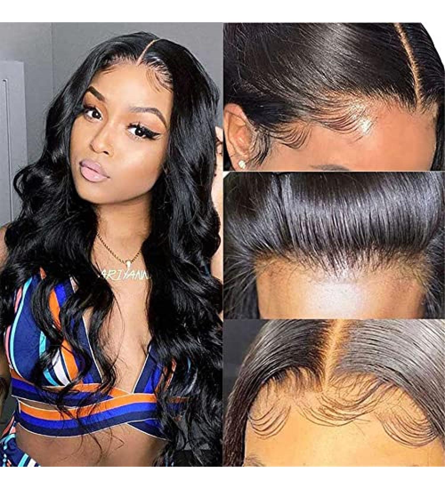 24 Inch Body Wave HD Lace Front Wig | Brazilian Remy Human Hair | Pre Plucked with Baby Hair | 150% Density | Natural Black Color | Glueless - Buy Online on GoSupps.com