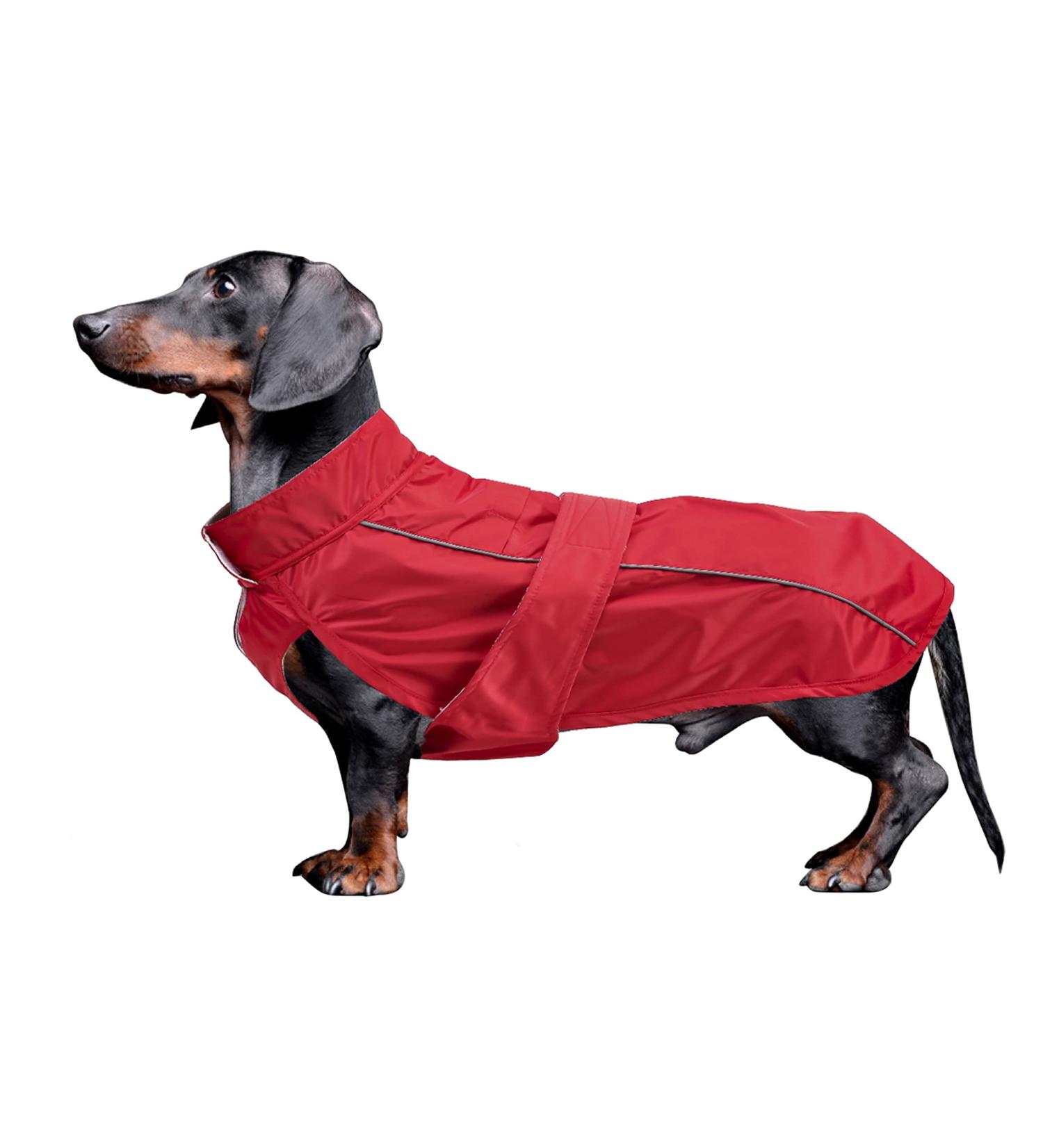 Buy Minezi Waterproof Dog Raincoat for Small & Medium Dogs - Red | Adjustable Reflective Fleece Lined - Buy Online on GoSupps.com