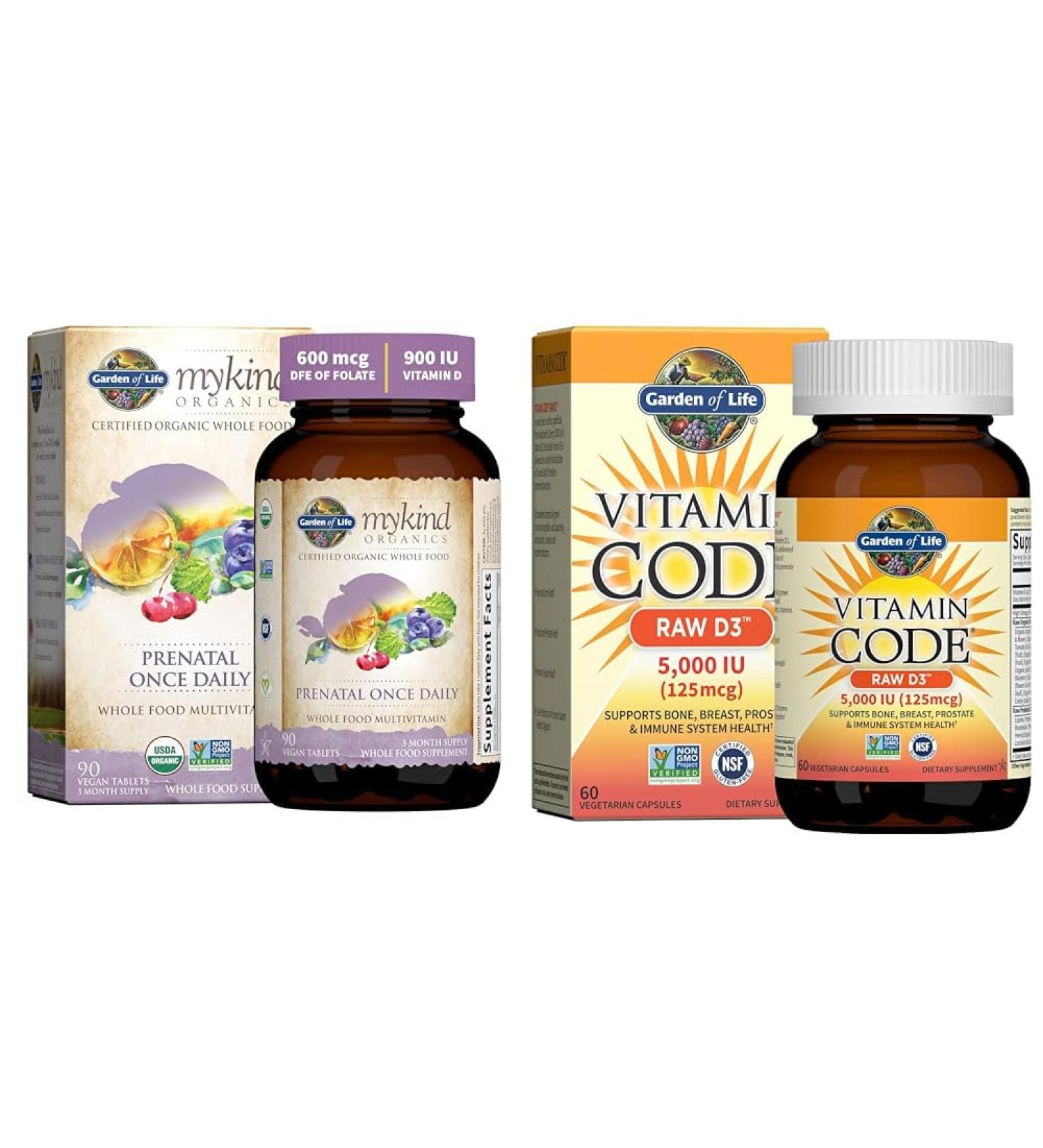Garden of Life Organics Prenatal Vitamin: Folate for Energy & Healthy Fetal Development & Vitamin D Vitamin Code Raw D3 Vitamin D 5 000 IU - Buy Online on GoSupps.com