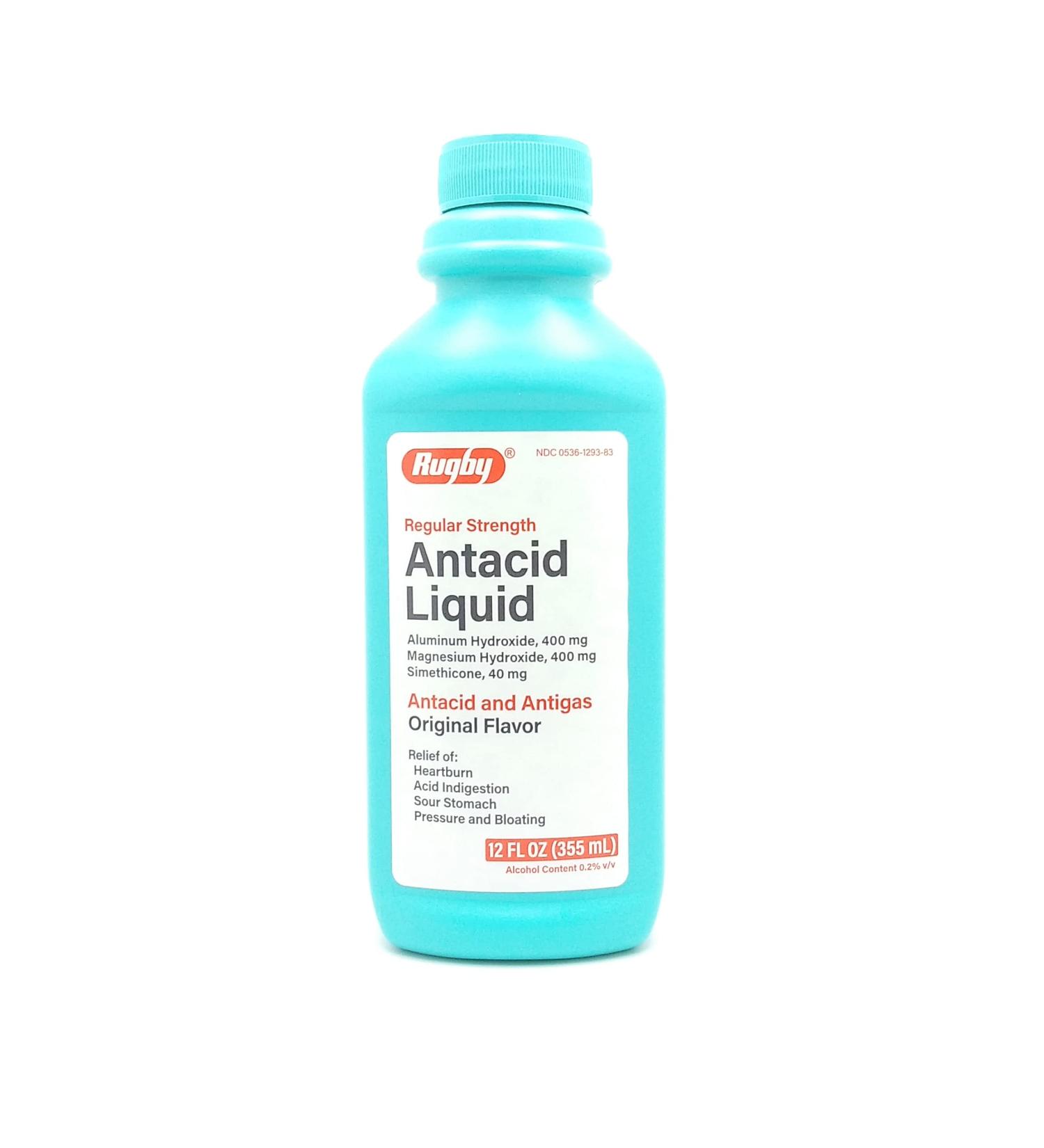 Rugby Laboratories Antacid Liquid Regular Strength Aluminum Hydroxide 400 mg Magnesium Hydroxide 400 mg Simethicone 40 mg Antacid and Antigas Original Flavor (Pack of 1)